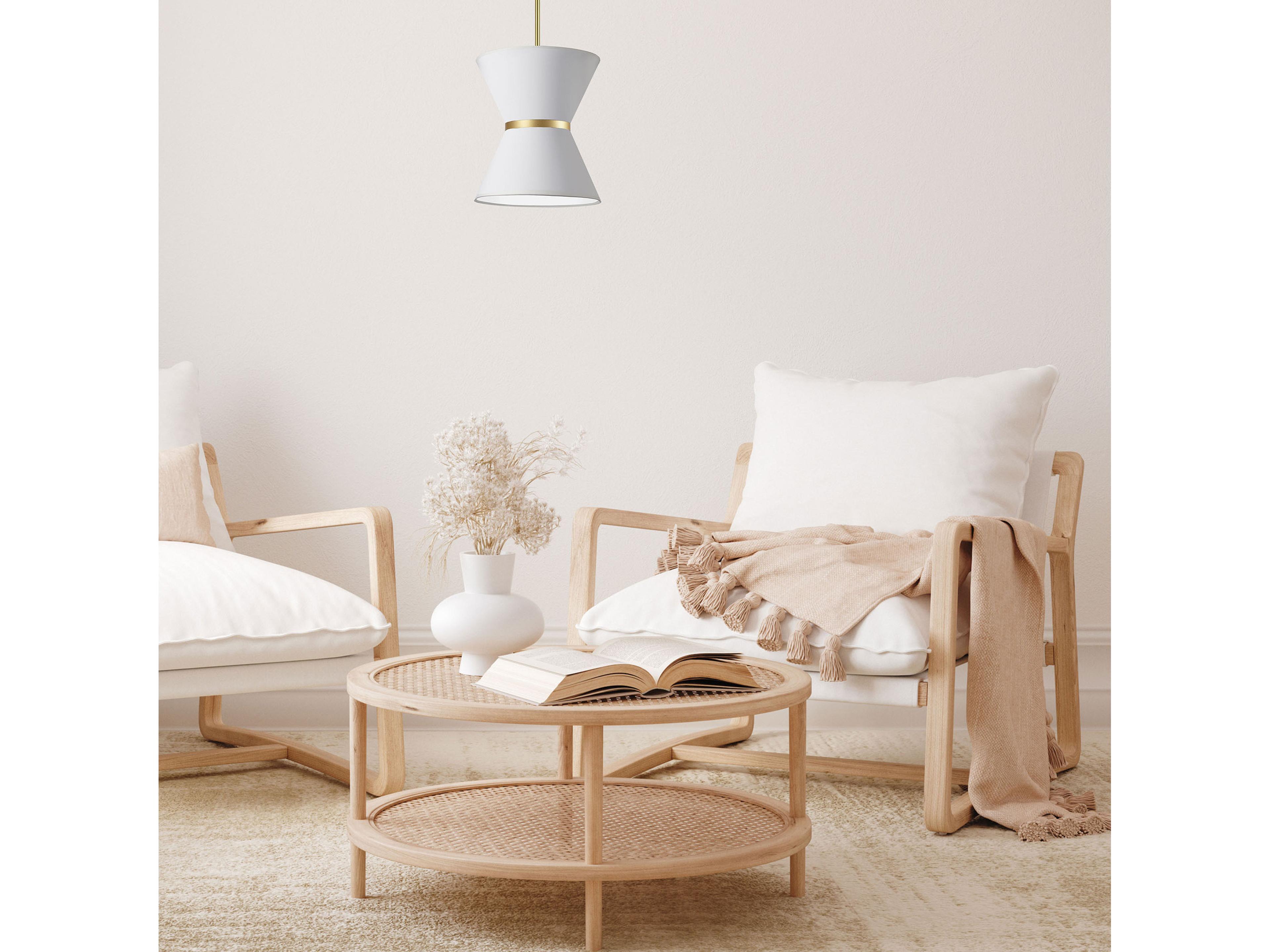 Dainolite Caterine 1-Light Aged Brass White Mini Pendant