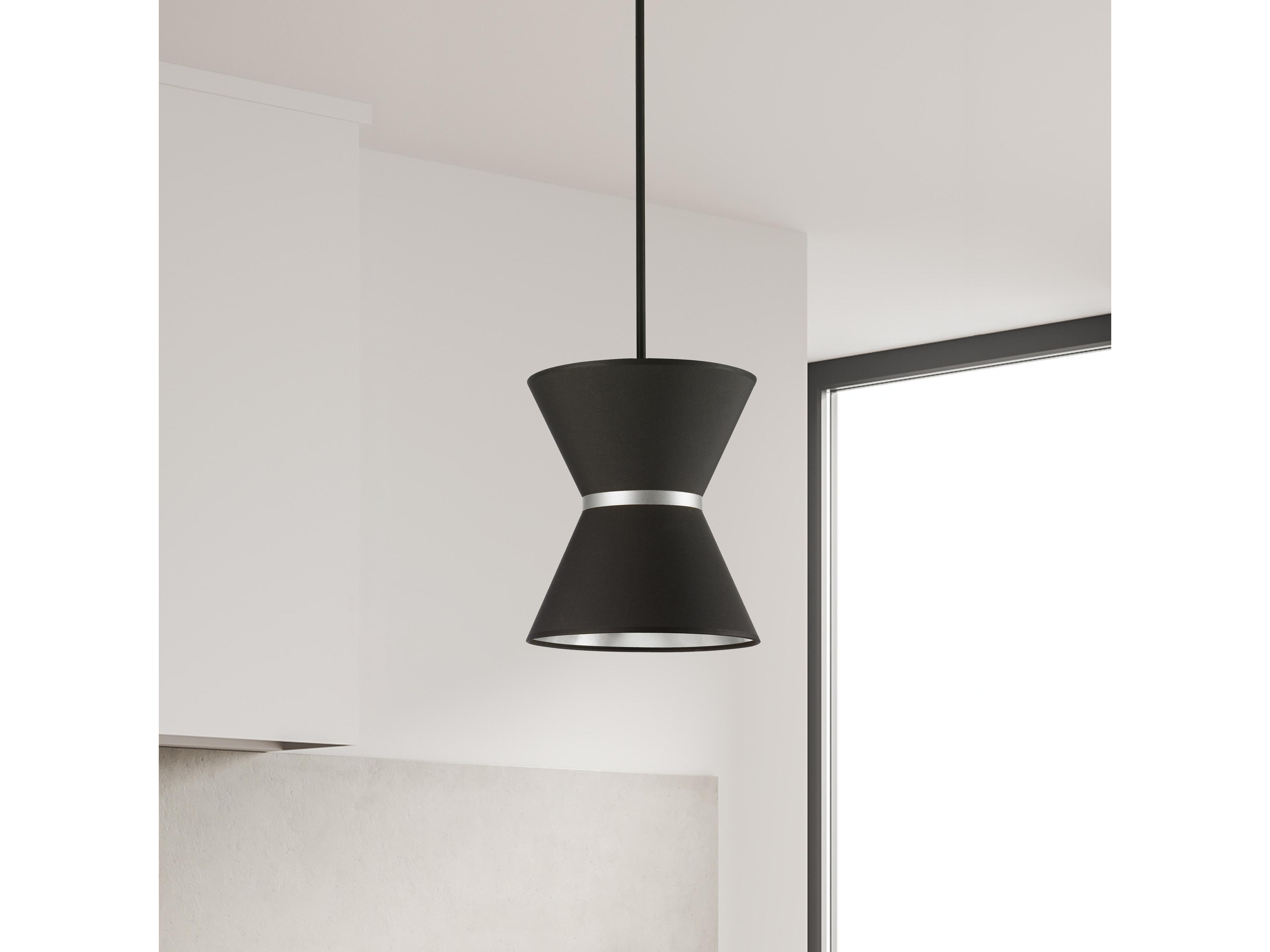 Dainolite Caterine 1-Light Matte Black Silver Mini Pendant