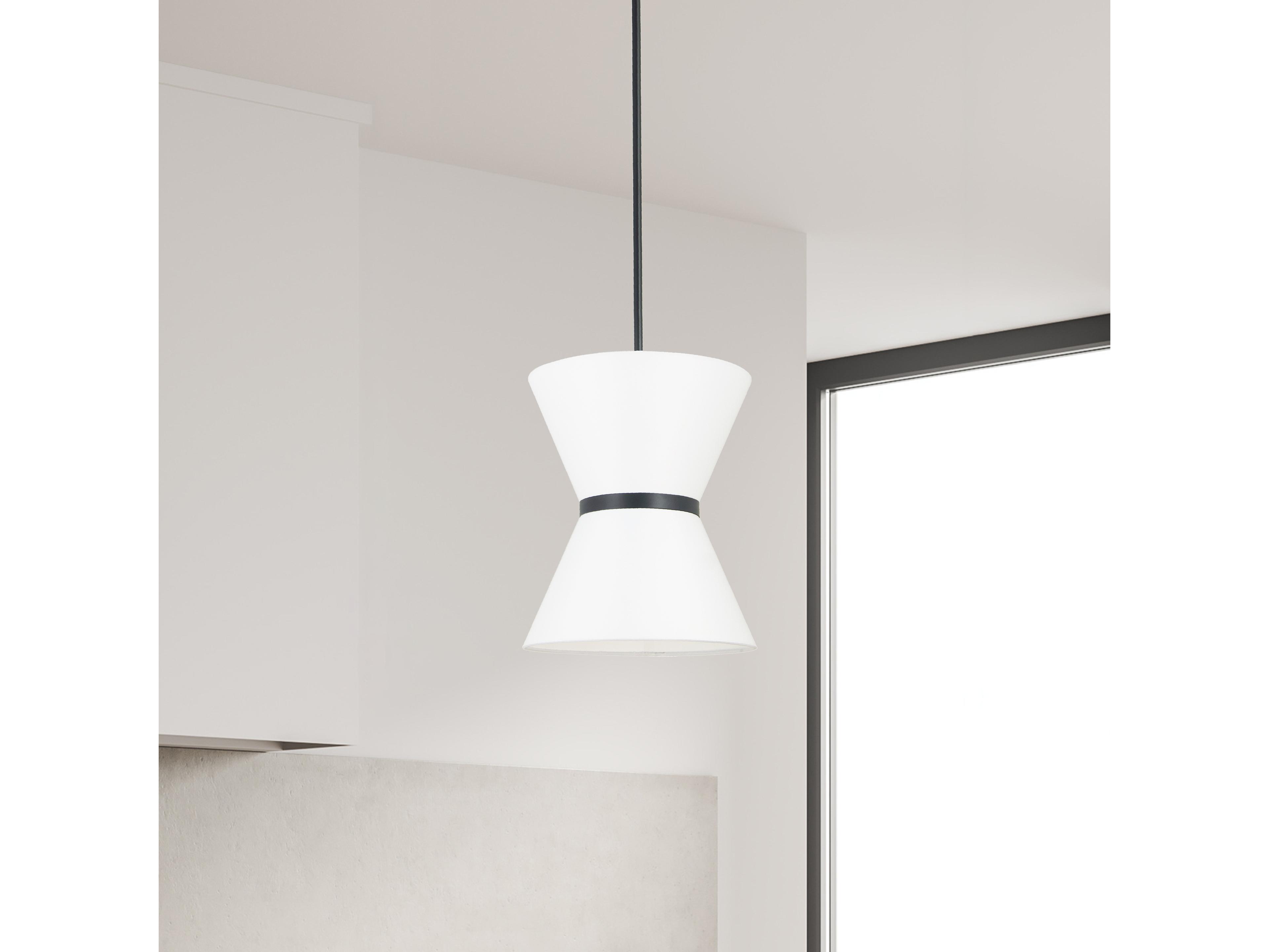 Dainolite Caterine 1-Light Matte Black White Mini Pendant