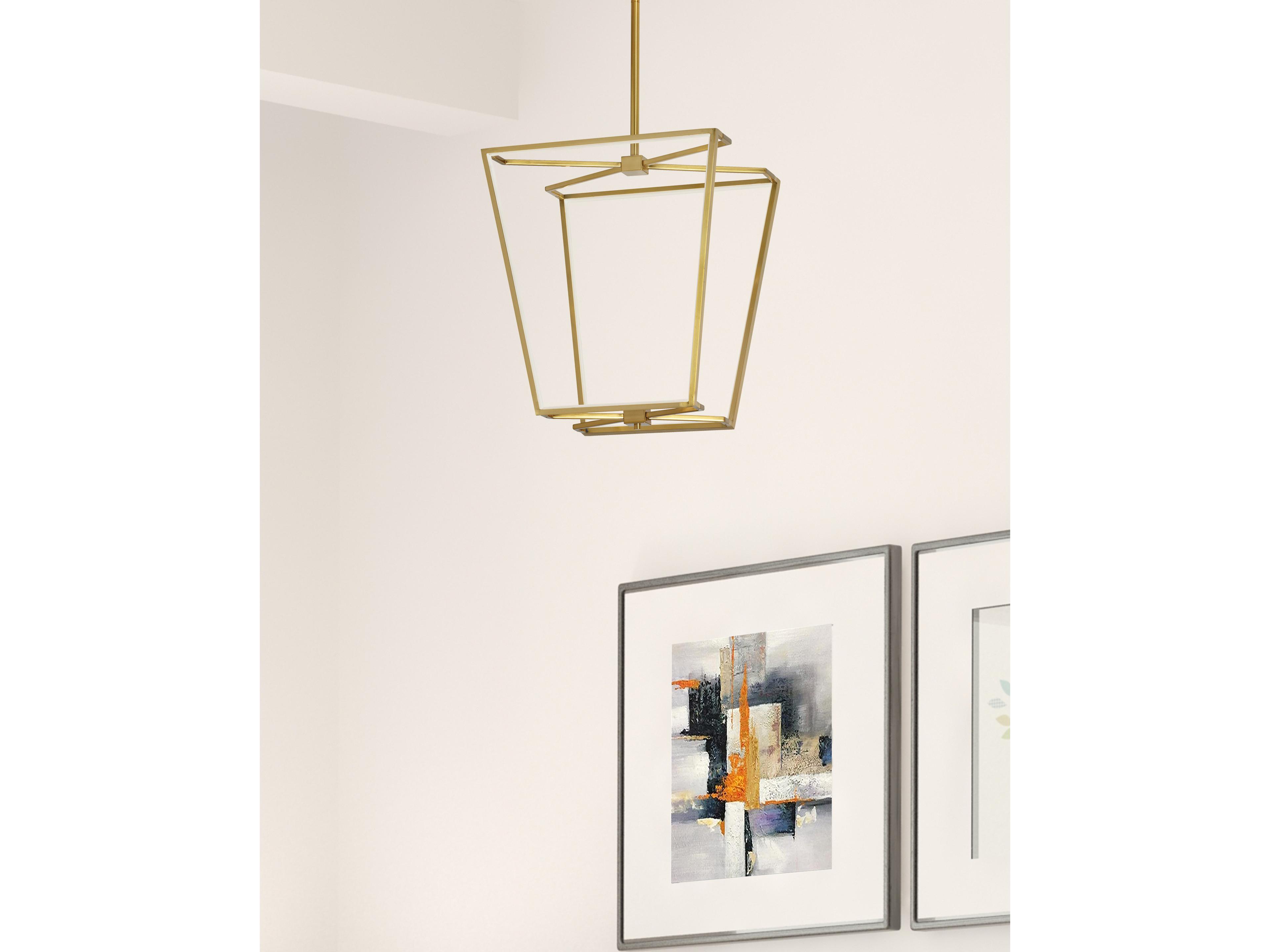 Dainolite Curant 1-Light Aged Brass White Geometric Chandelier