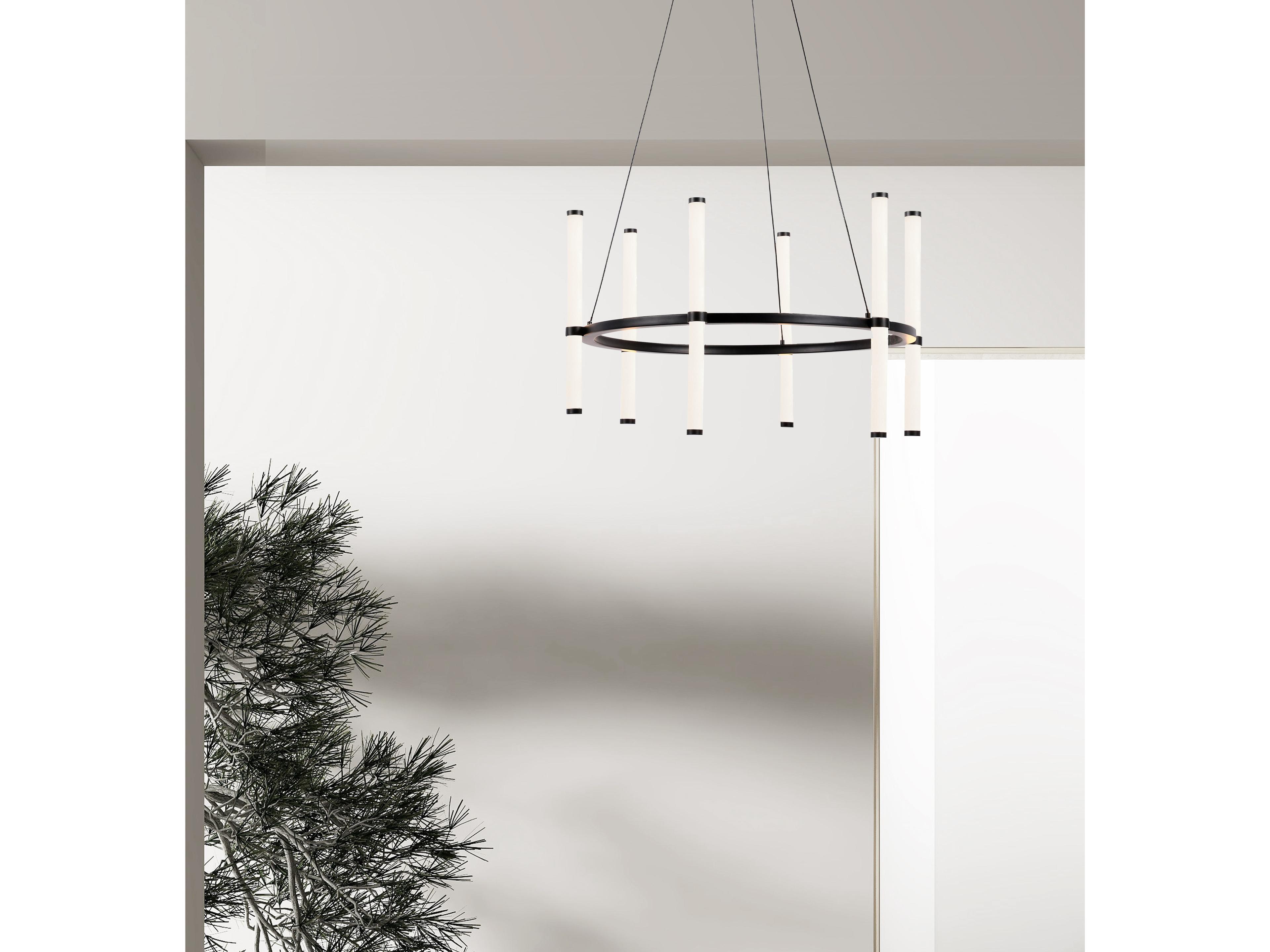 Dainolite Corvette 6-Light Matte Black Cylinder Linear Chandelier
