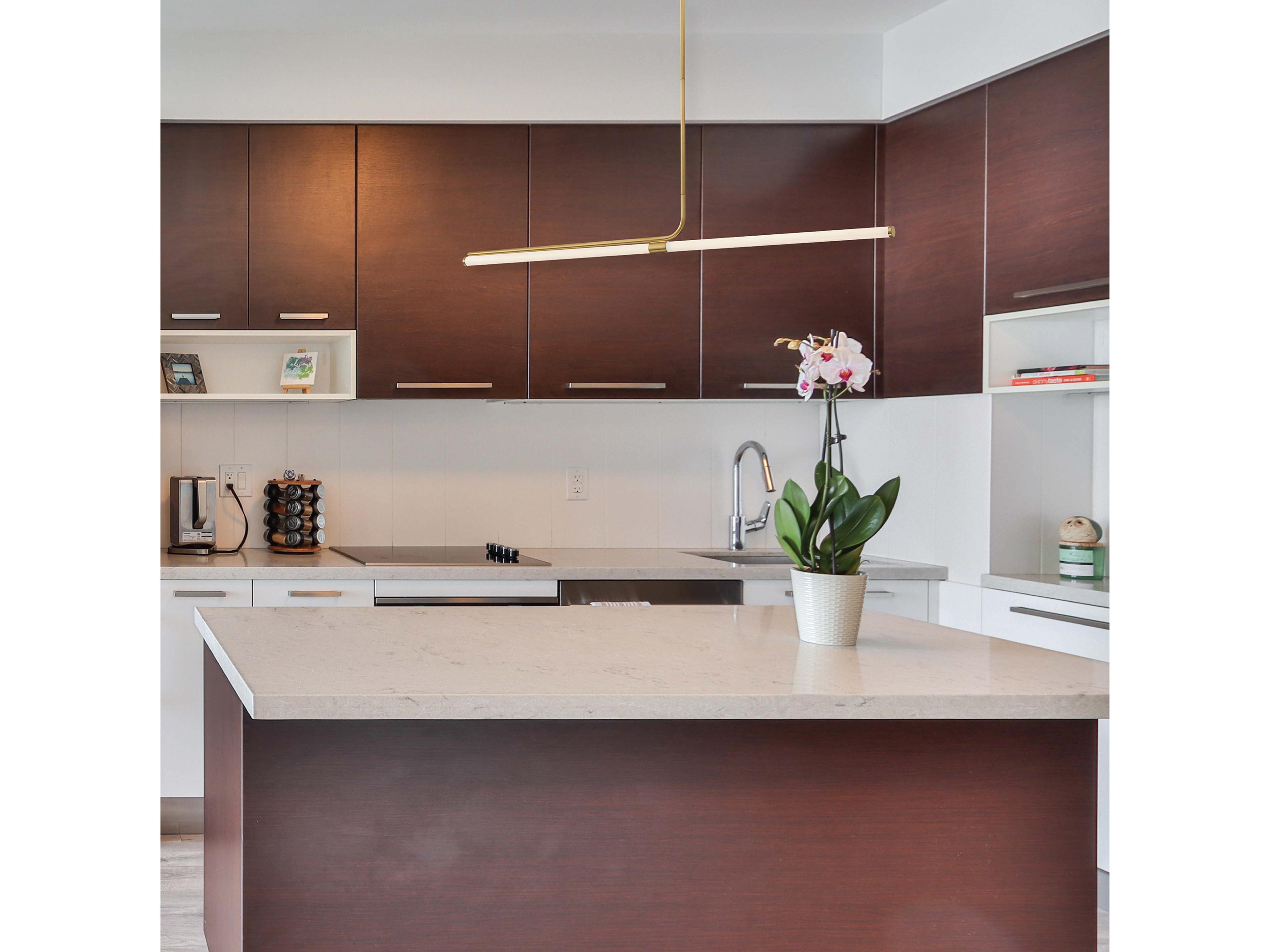 Dainolite Corvette 1-Light Aged Brass Linear Island Pendant