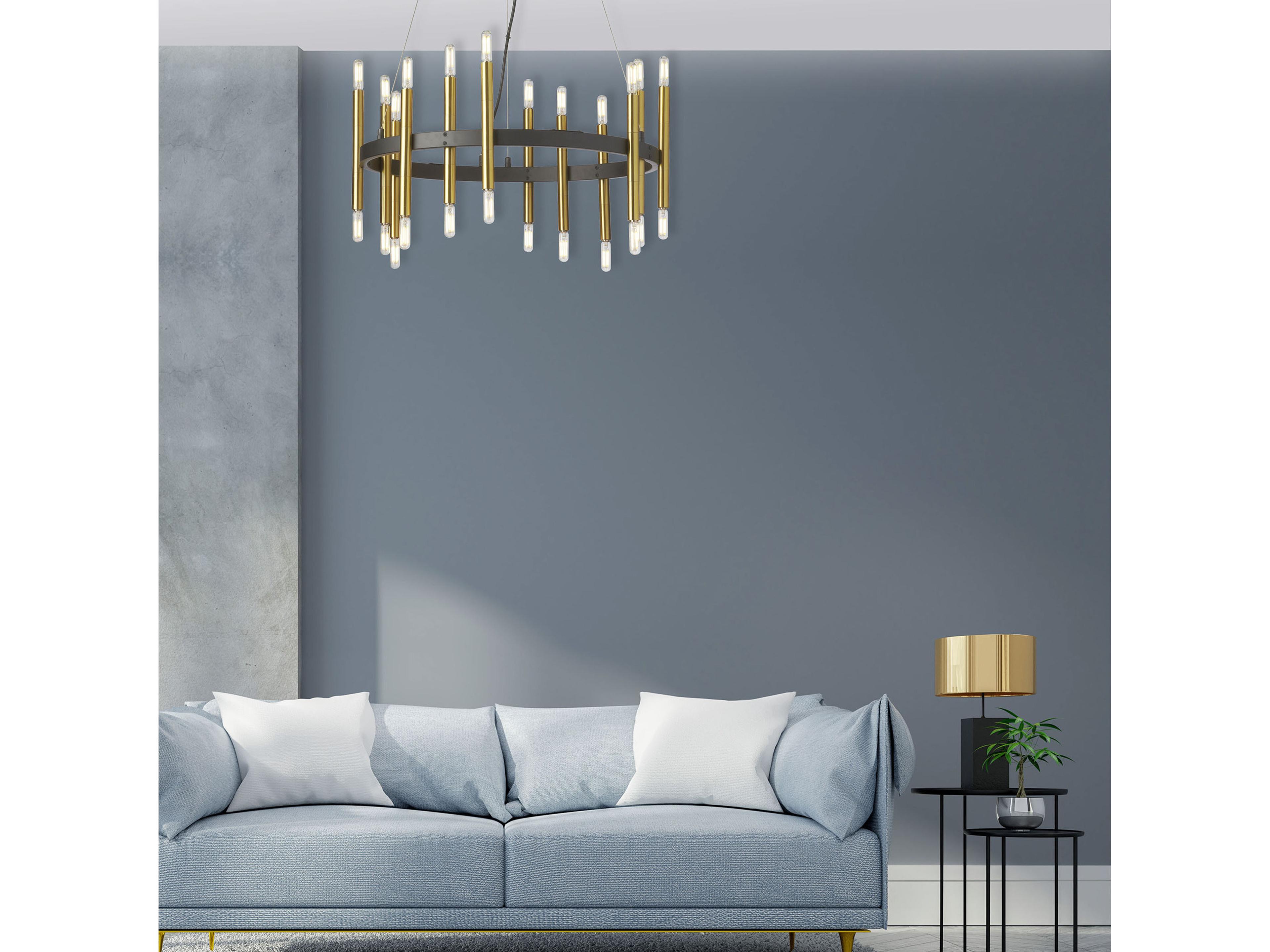 Dainolite Derry 24-Light Matte Black Aged Brass Chandelier