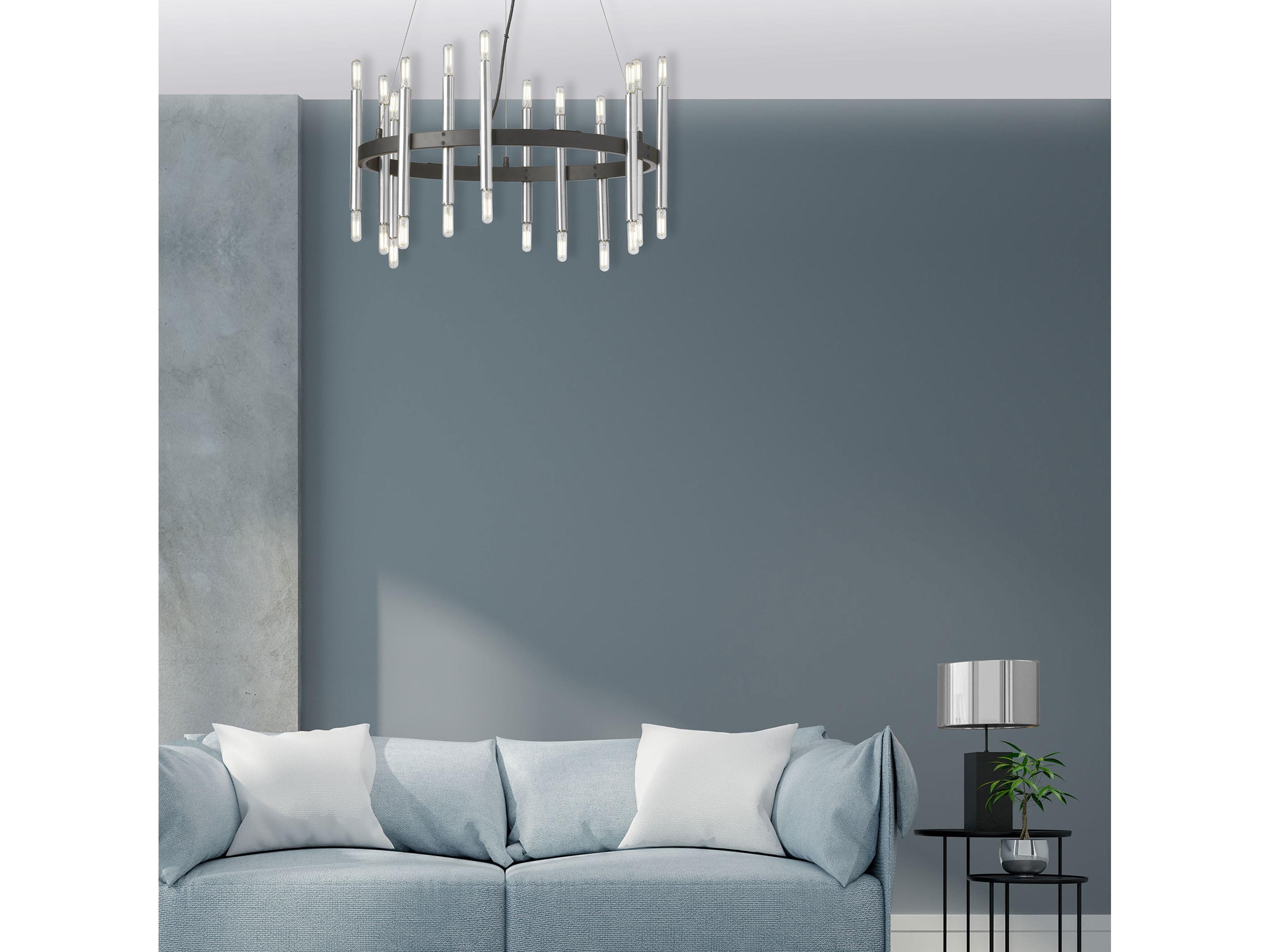 Dainolite Derry 24-Light Matte Black Polished Chrome Chandelier