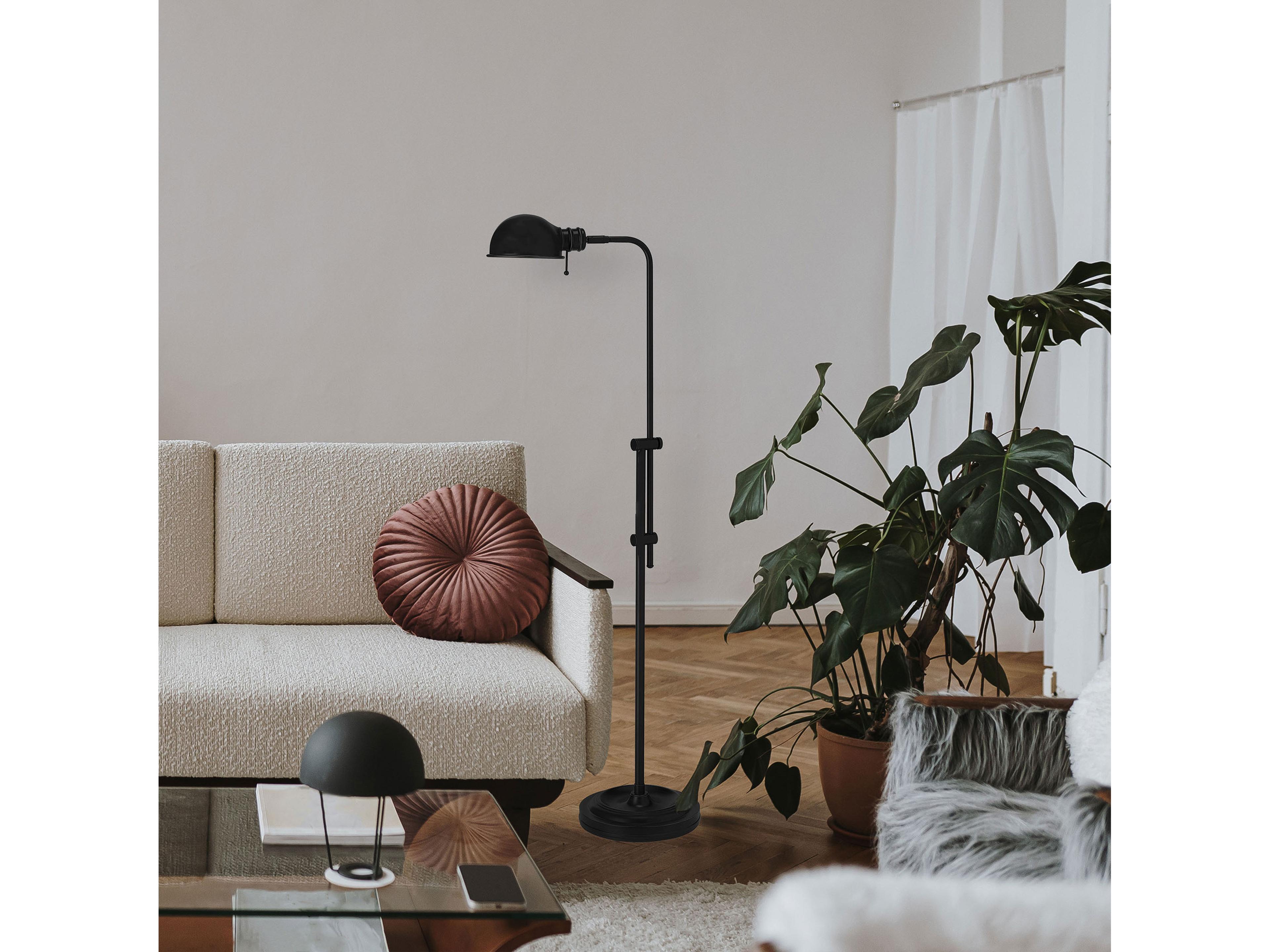 Dainolite Fedora Matte Black Floor Lamp