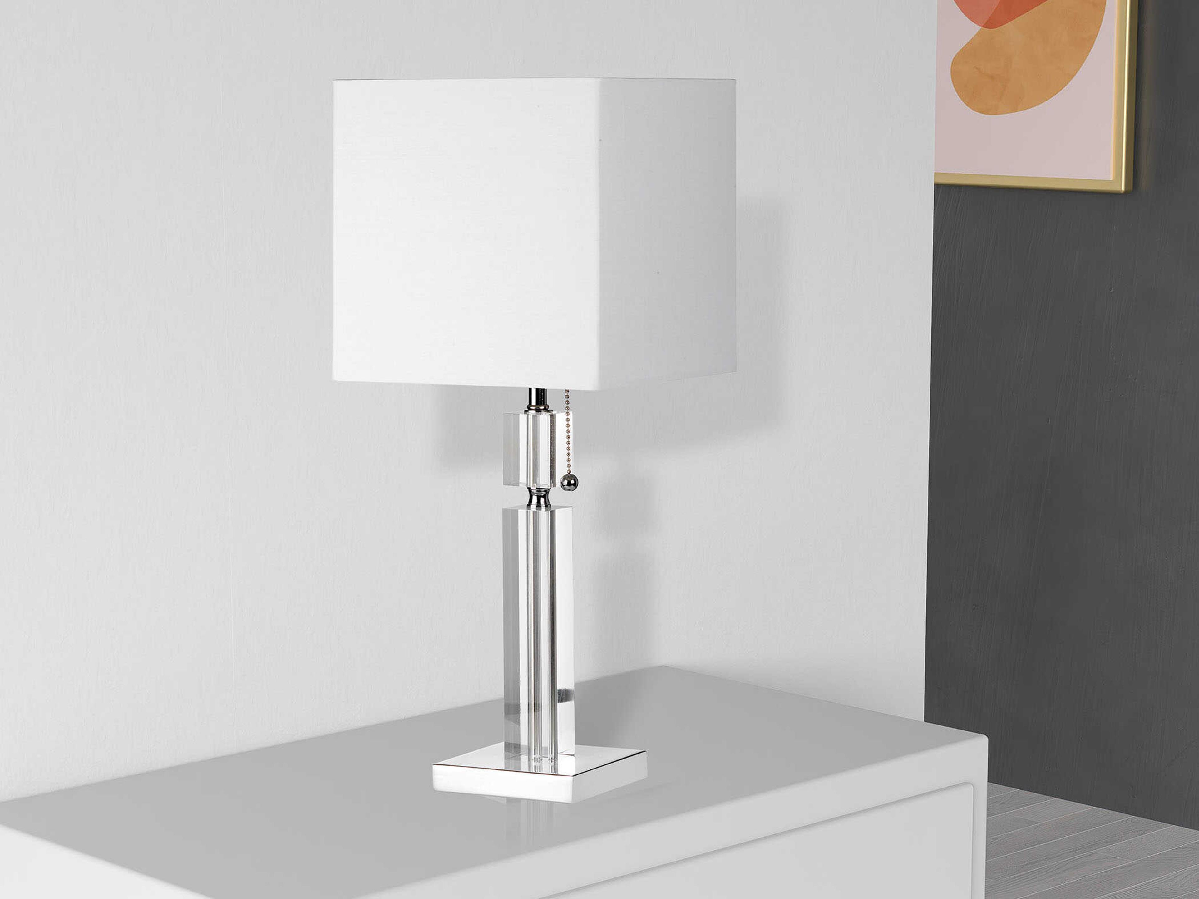 Dainolite Fernanda Polished Chrome White Fabric Table Lamp
