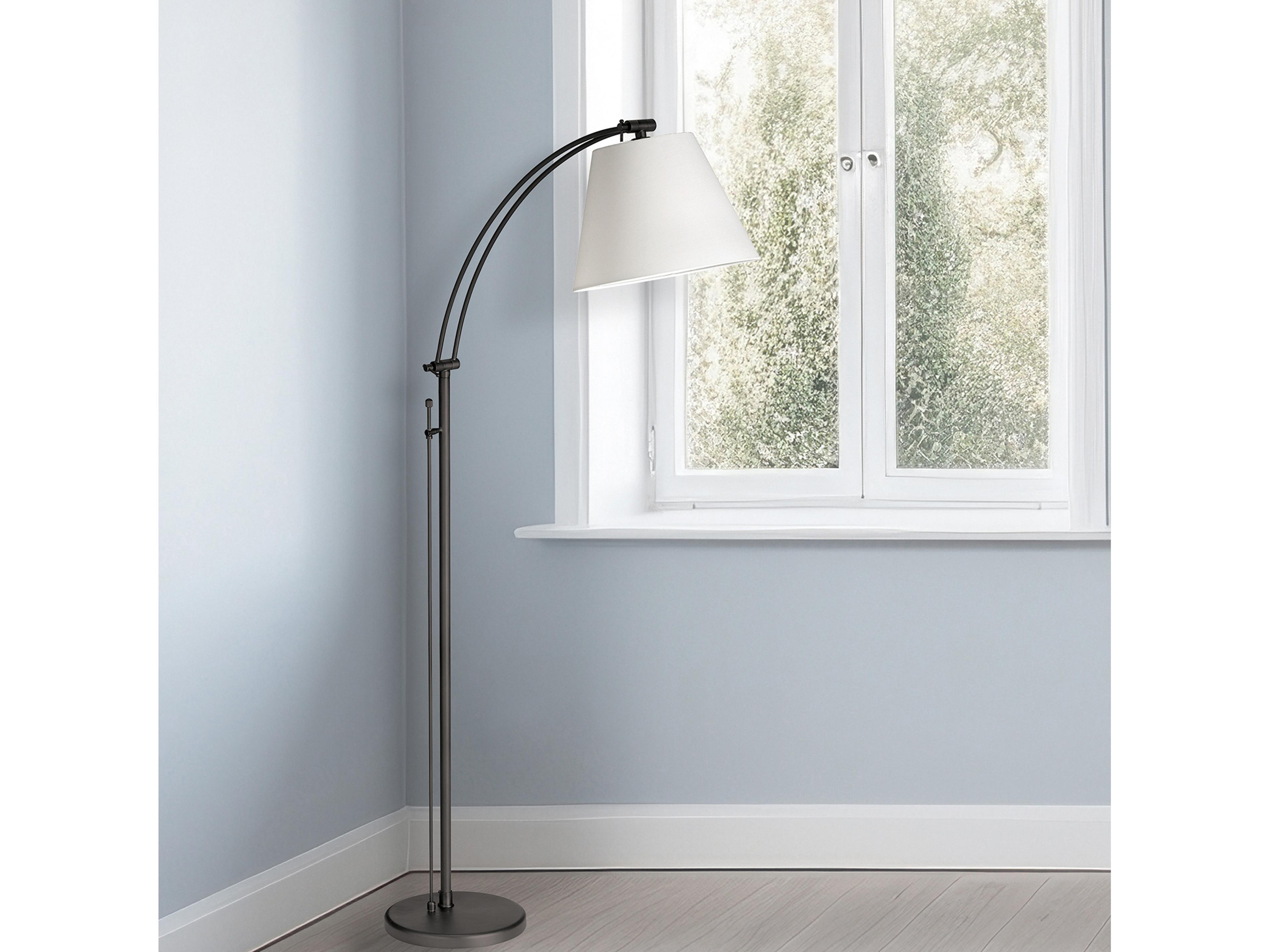 Dainolite Felix Matte Black White Fabric Floor Lamp