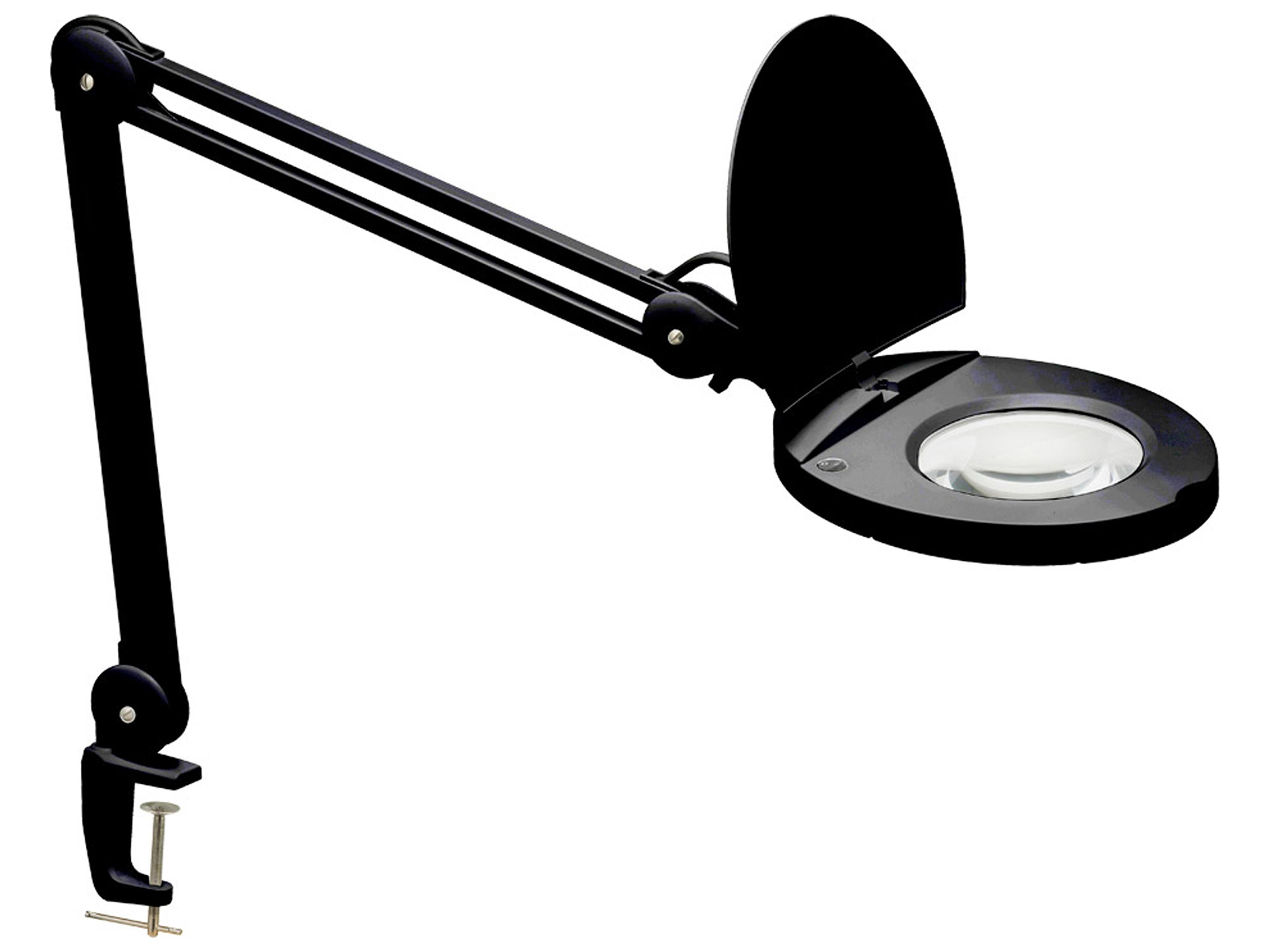 Magnifier Black Clear Glass Desk Lamp