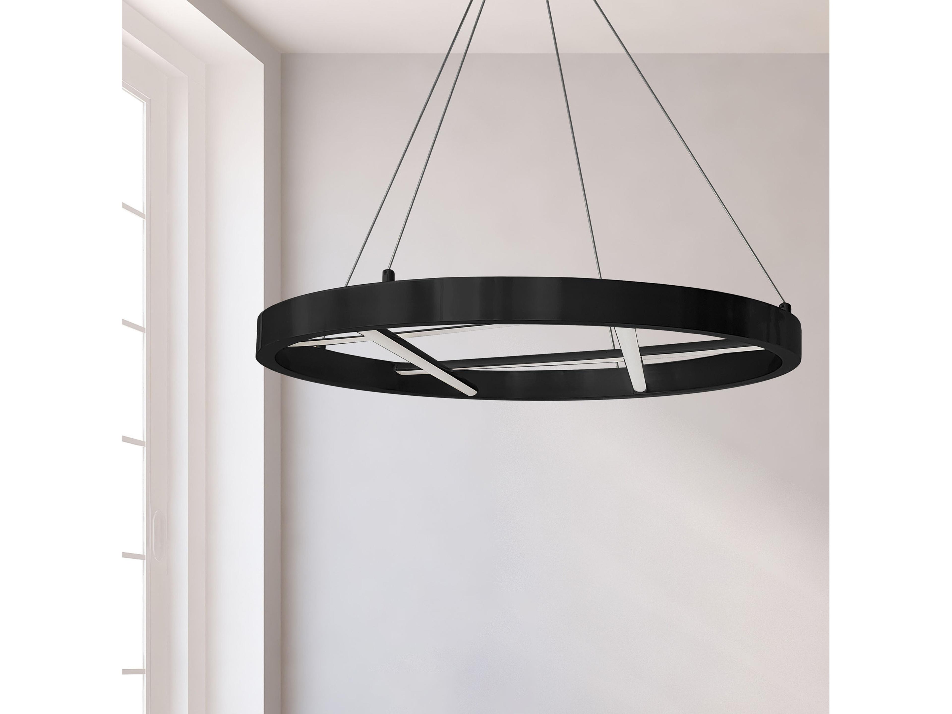 Dainolite Dante 1-Light Matte Black White Geometric Round Chandelier