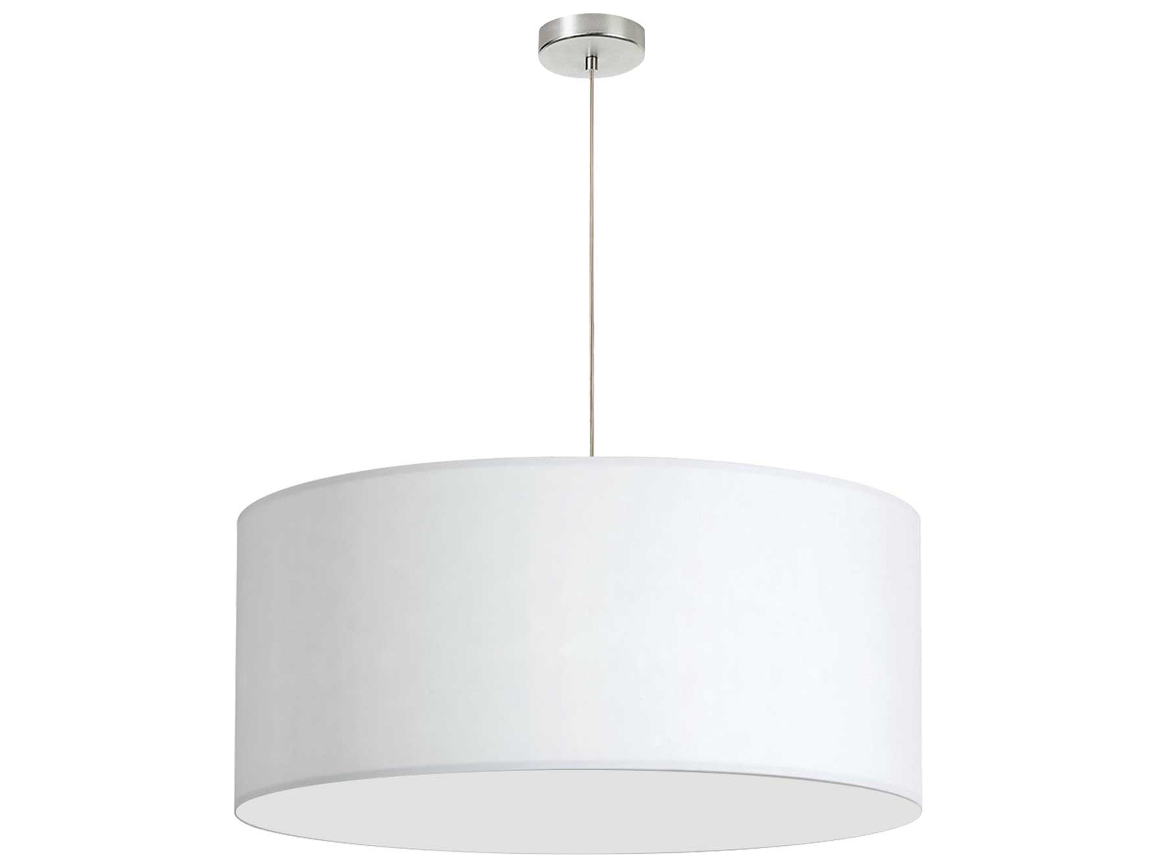 Fabric Drum 1-Light Polished Chrome White Pendant