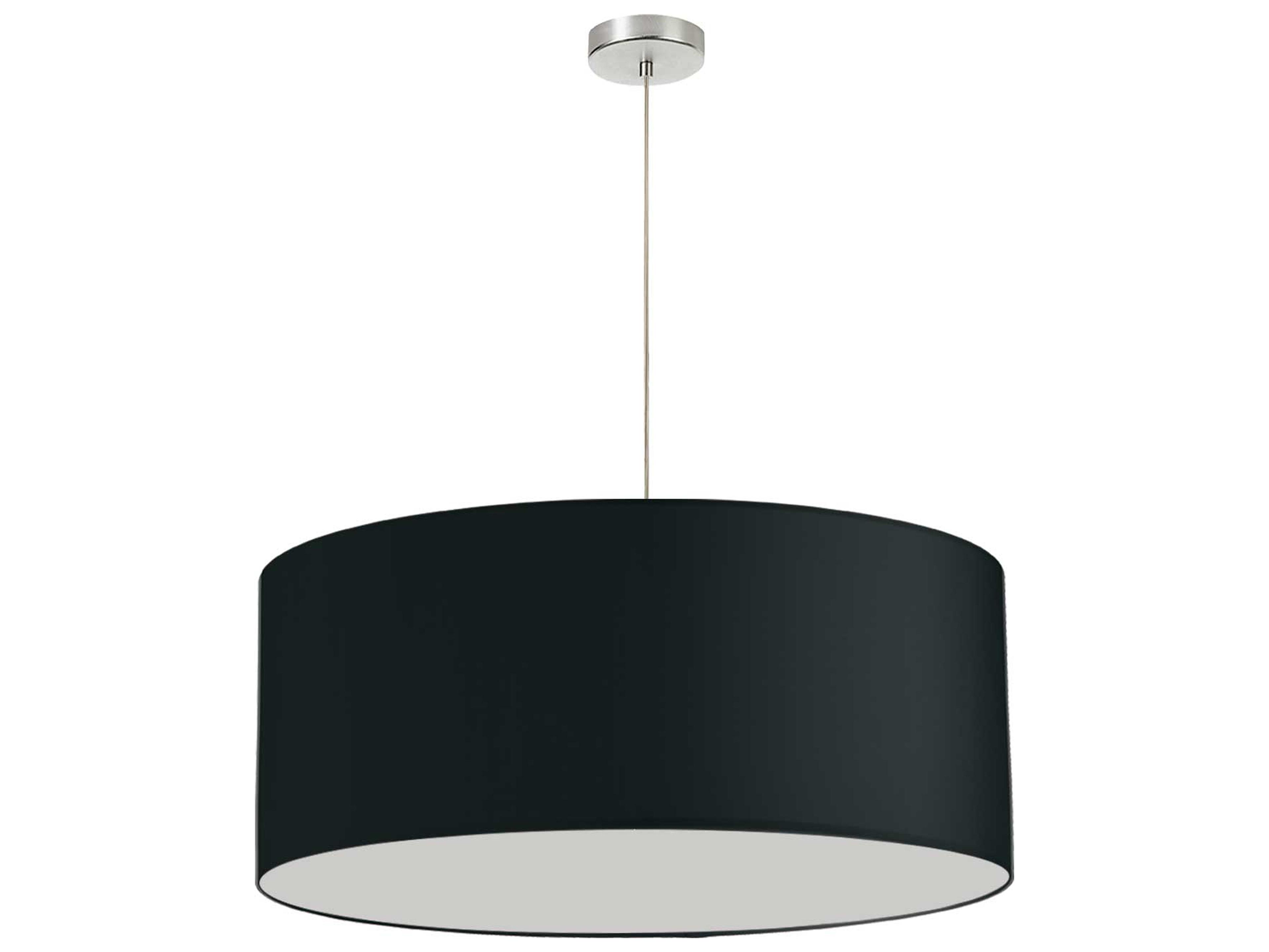 Fabric Drum 1-Light Black Satin Chrome Pendant