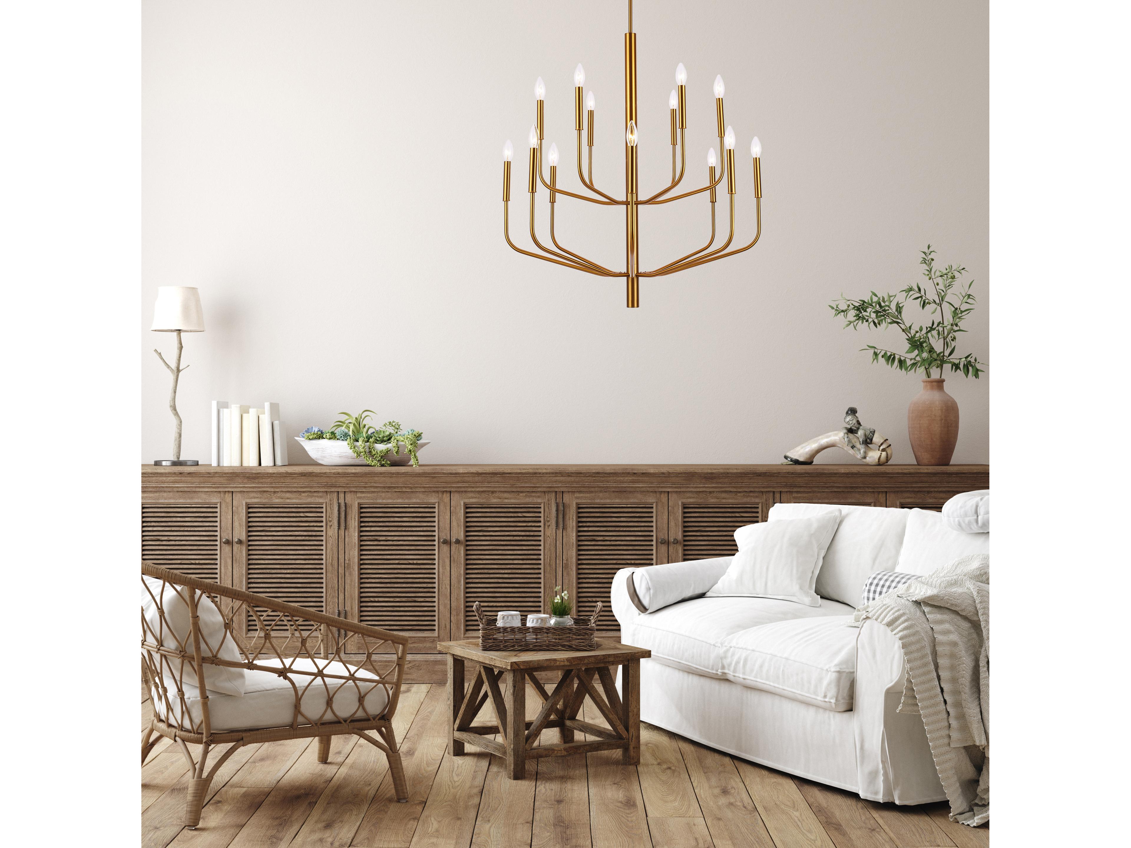 Dainolite Eleanor 14-Light Aged Brass Candelabra Tiered Chandelier