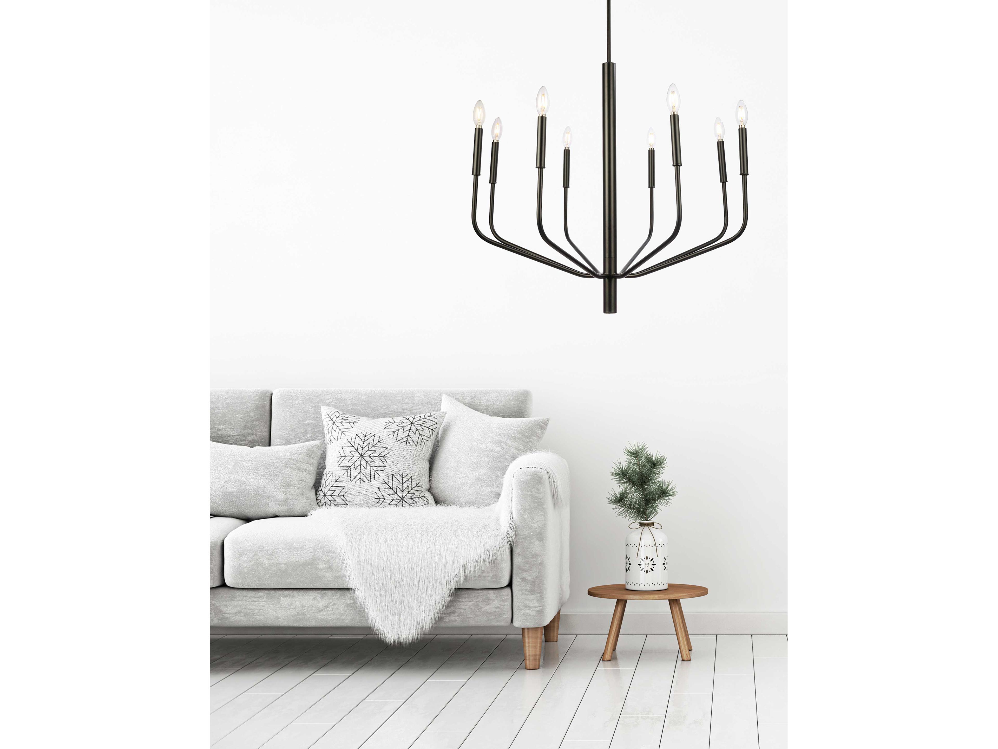 Dainolite Eleanor 8-Light Matte Black Candelabra Chandelier