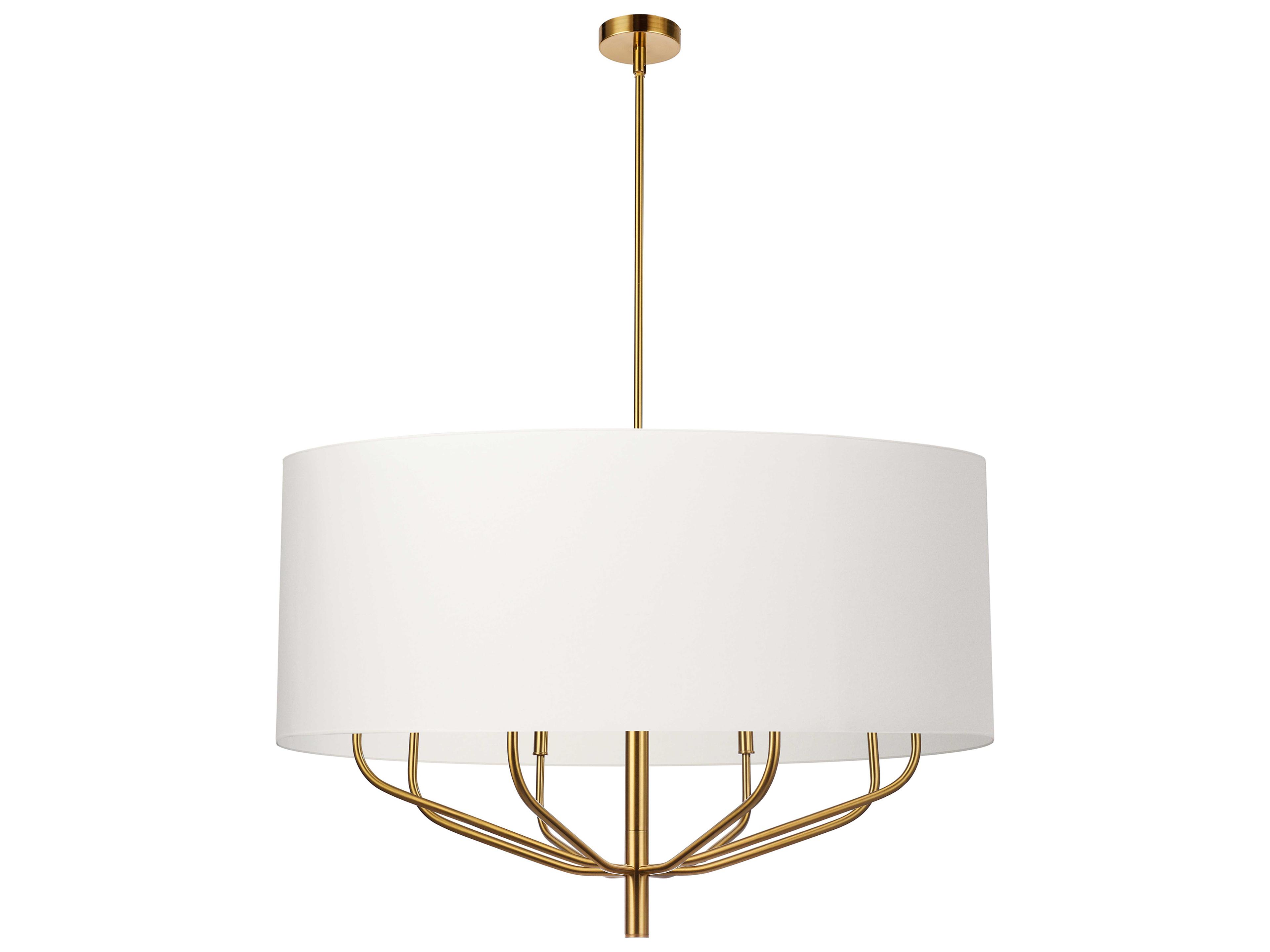 Eleanor 8-Light Aged Brass White Drum Chandelier