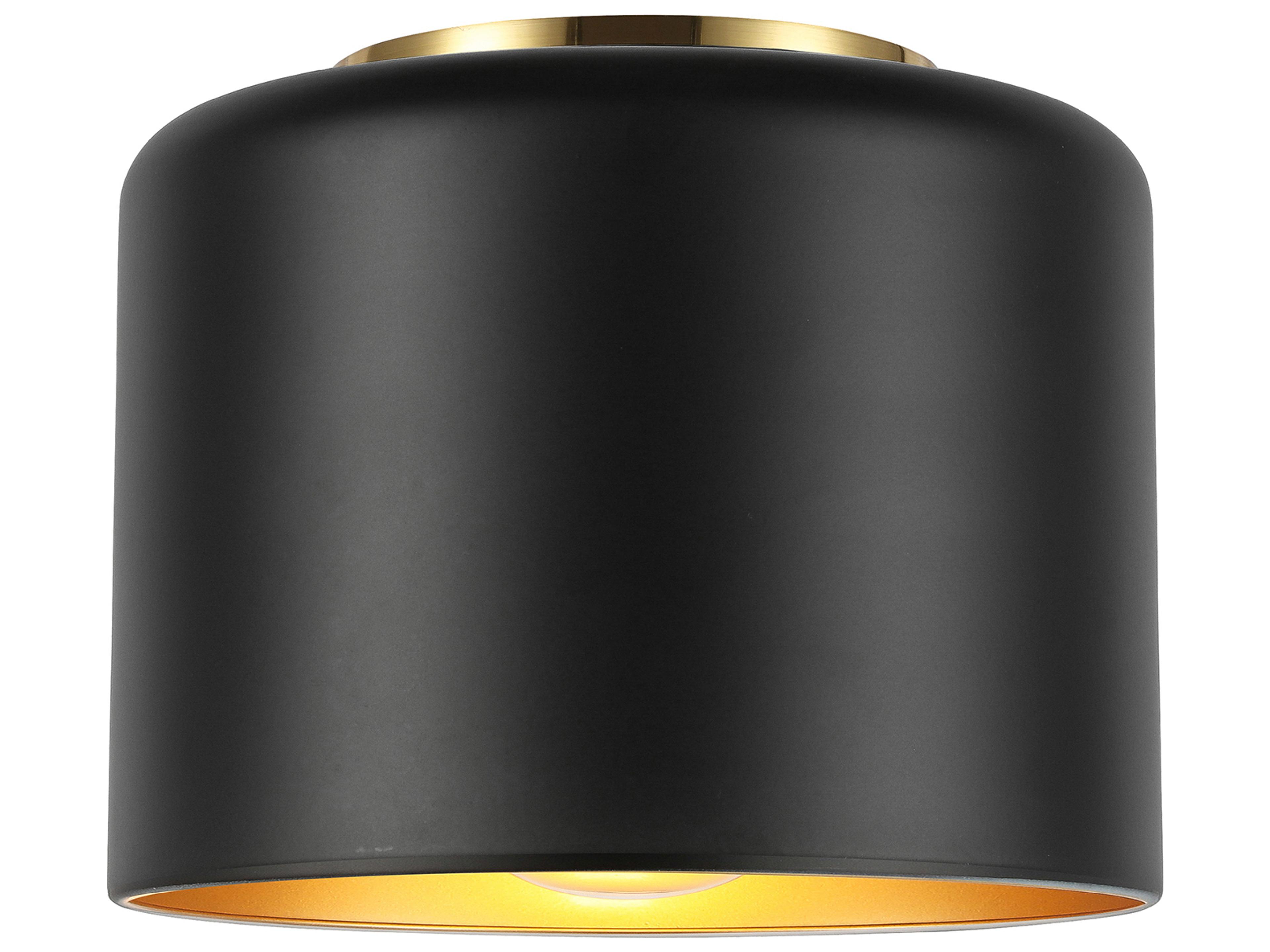 Emilia Flush Mount Ceiling Light Aged Brass and Matte Black