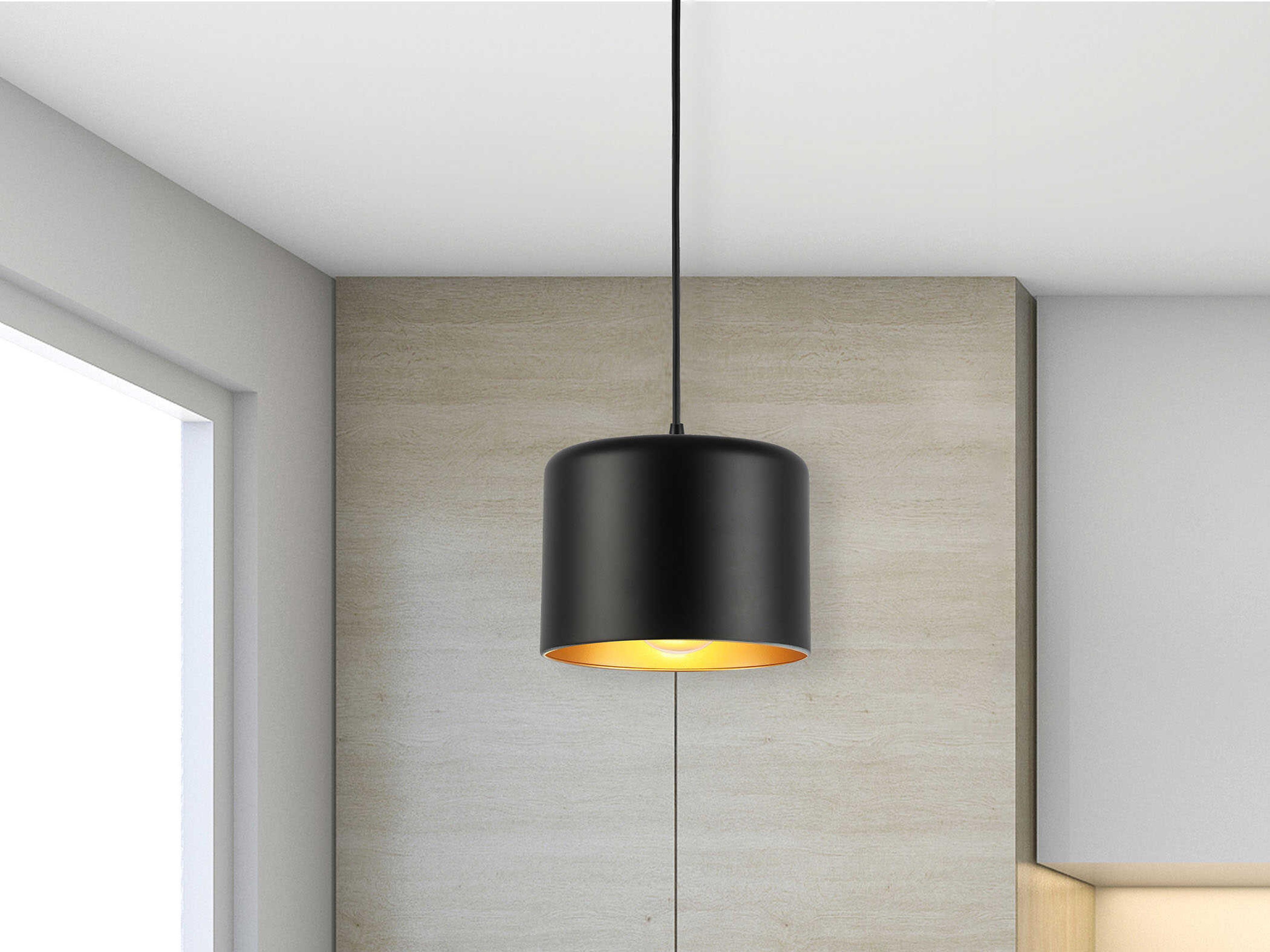 Dainolite Emilia 1-Light Matte Black Aged Brass Dome Mini Pendant