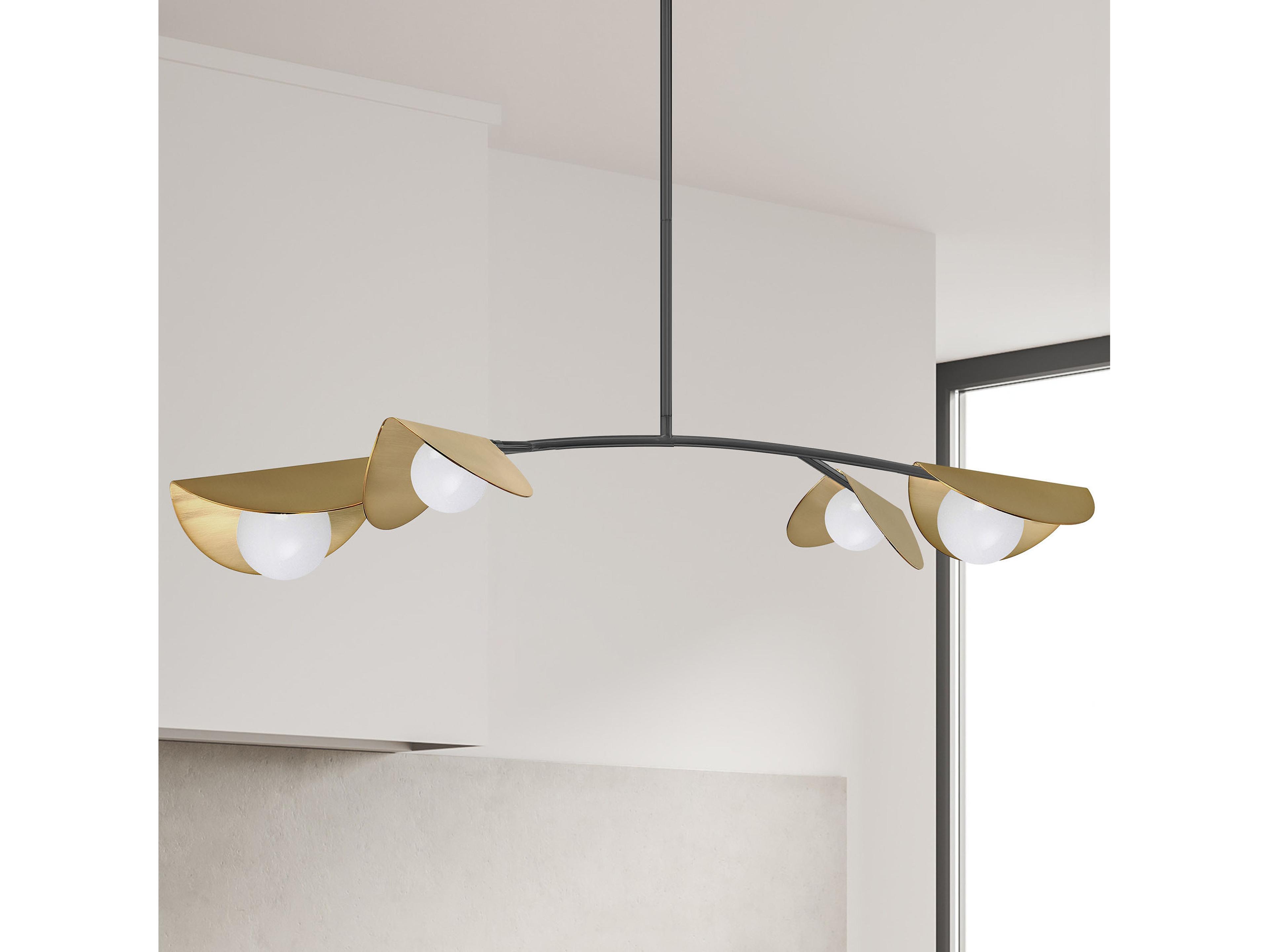Dainolite Emma 4-Light Matte Black Aged Brass Linear Island Pendant