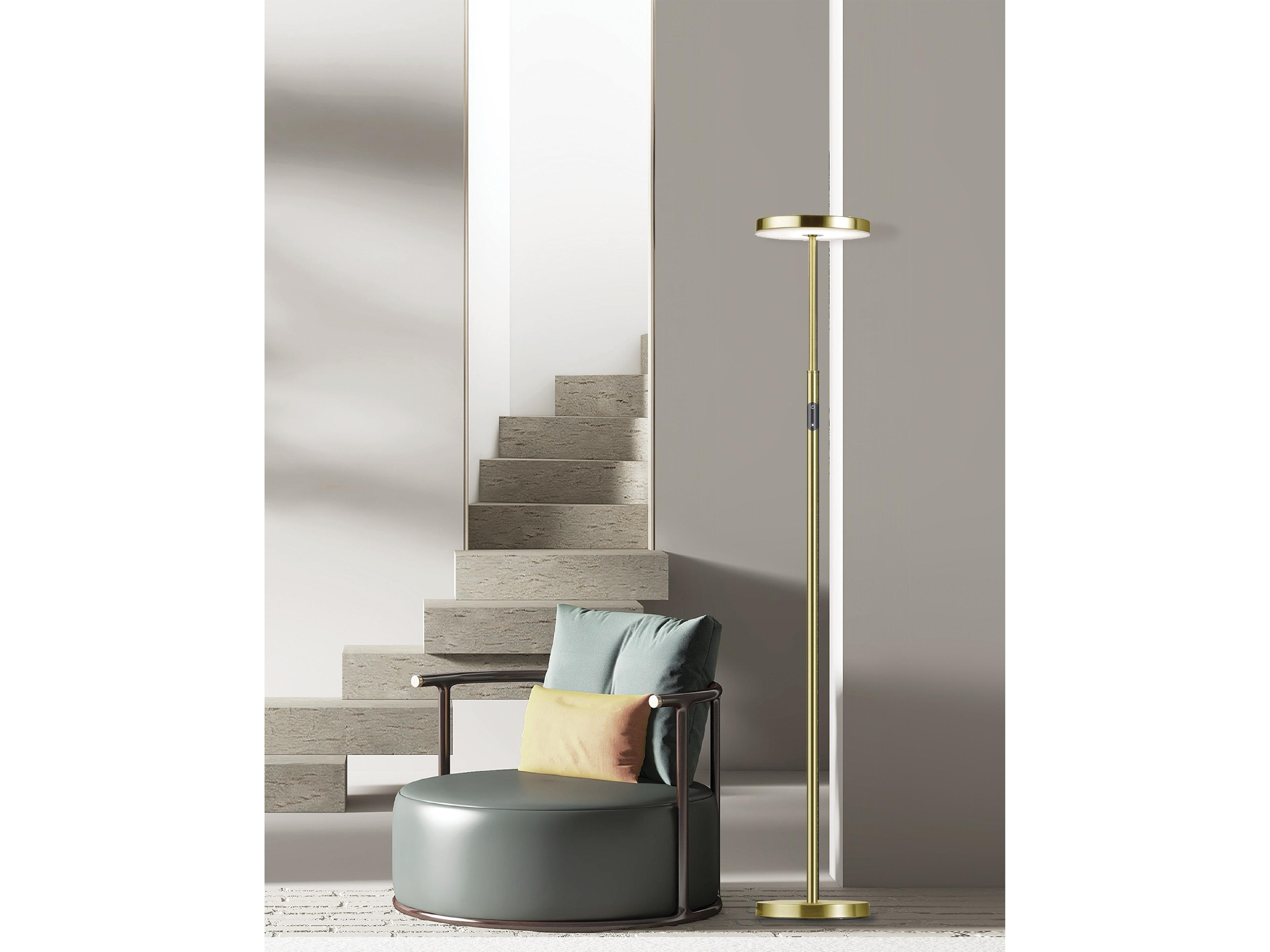 Dainolite Francine Aged Brass White Acrylic Floor Lamp