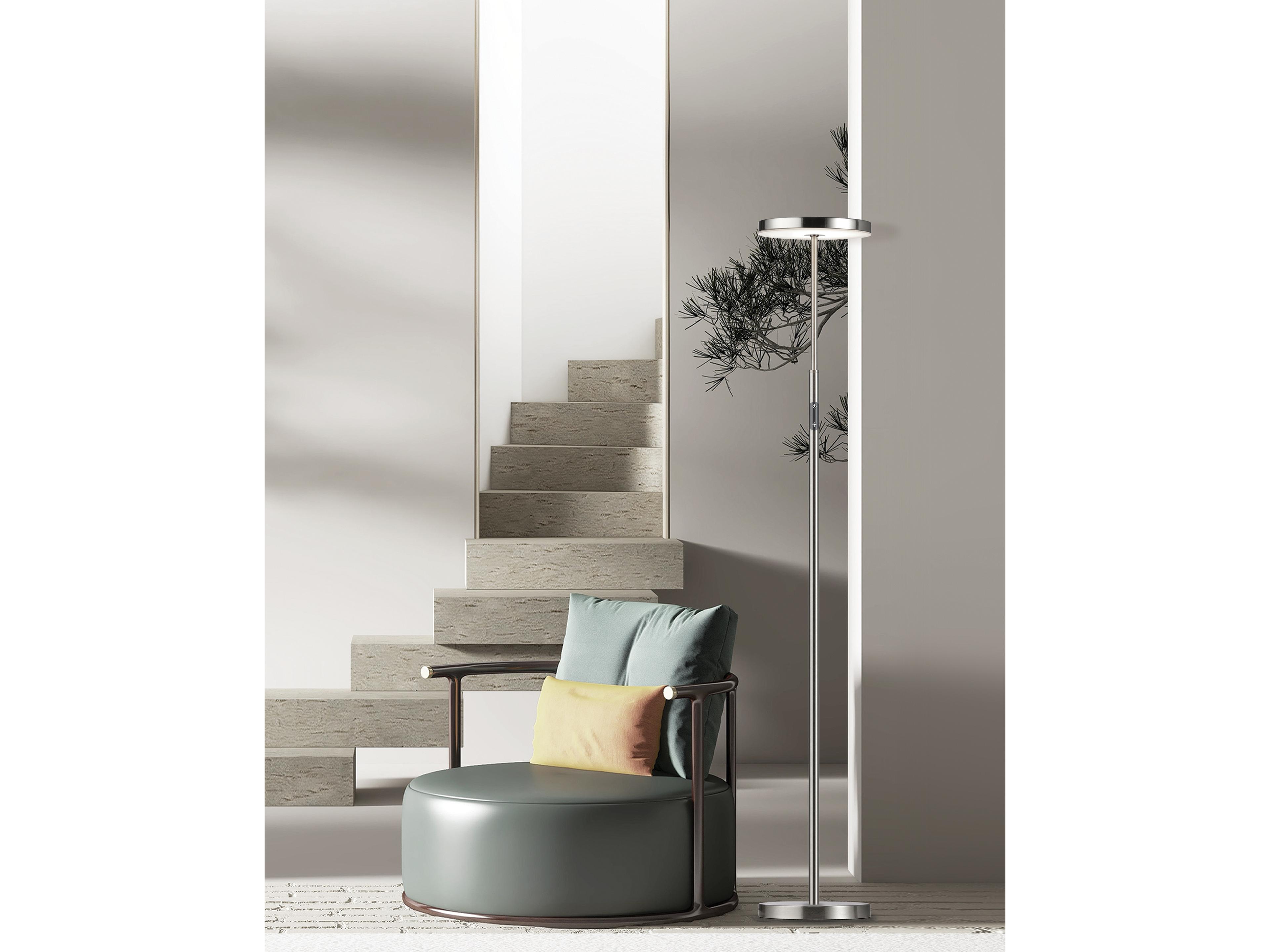 Dainolite Francine Satin Nickel White Floor Lamp