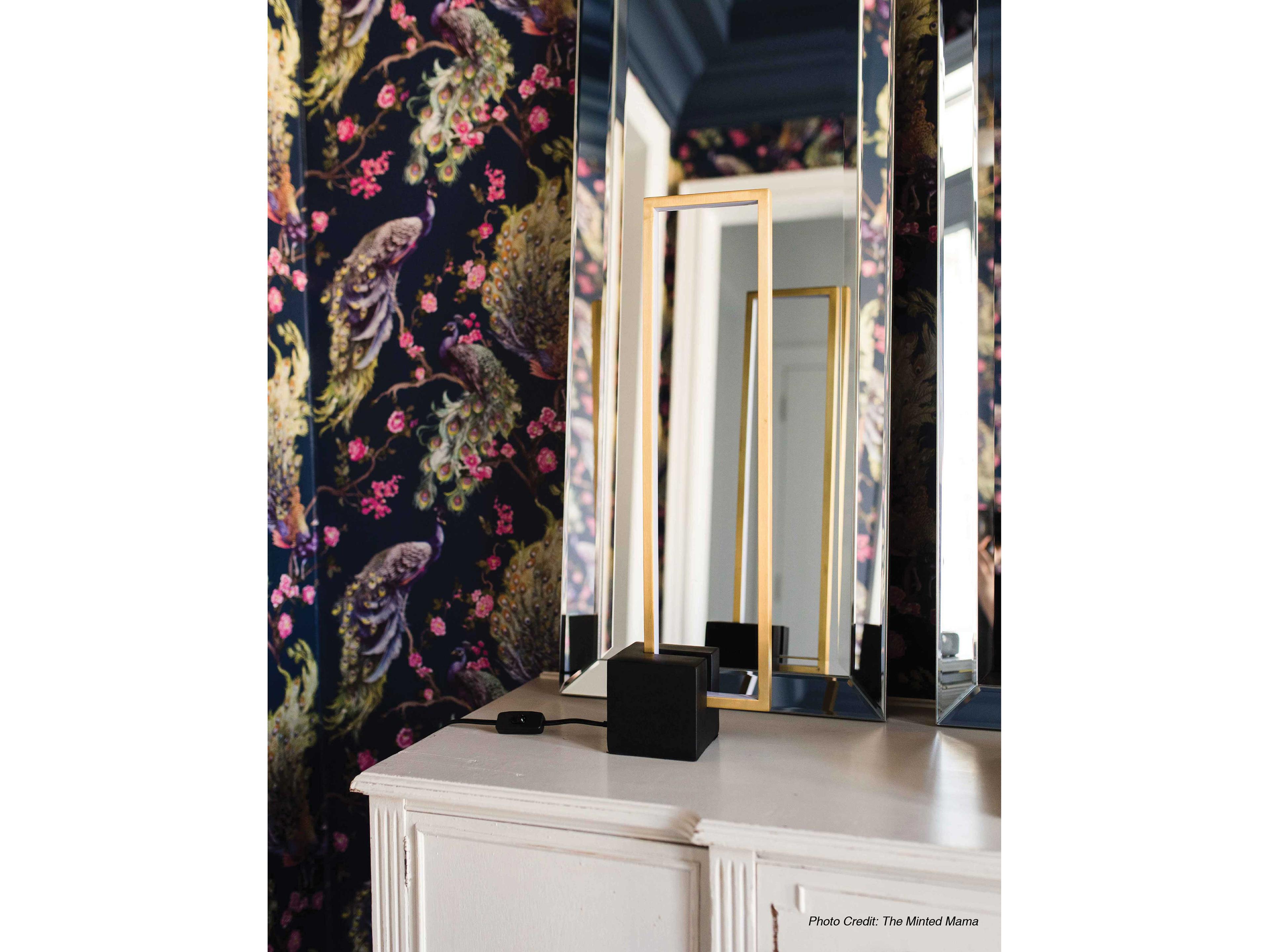 Dainolite Florence Aged Brass Matte Black Buffet Lamp