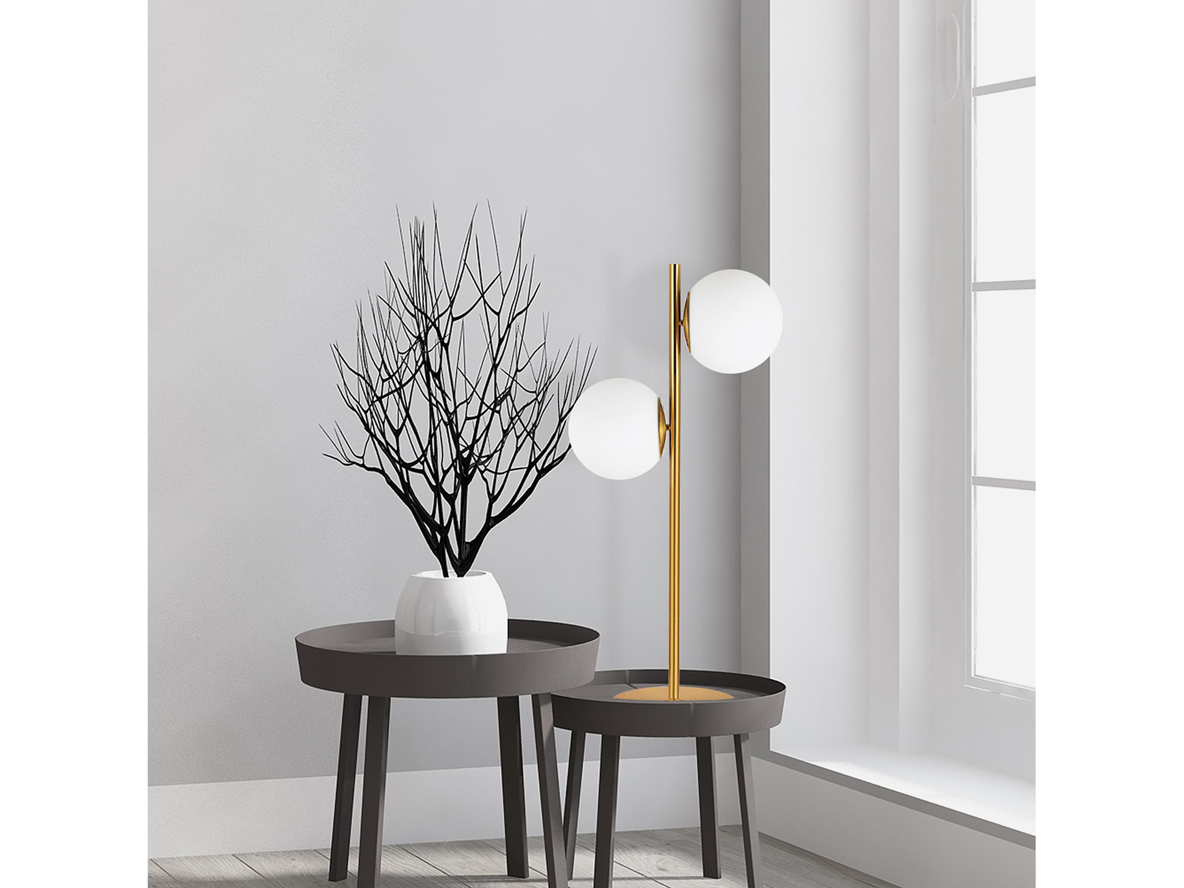 Dainolite Folgar Aged Brass Opal White Glass Table Lamp