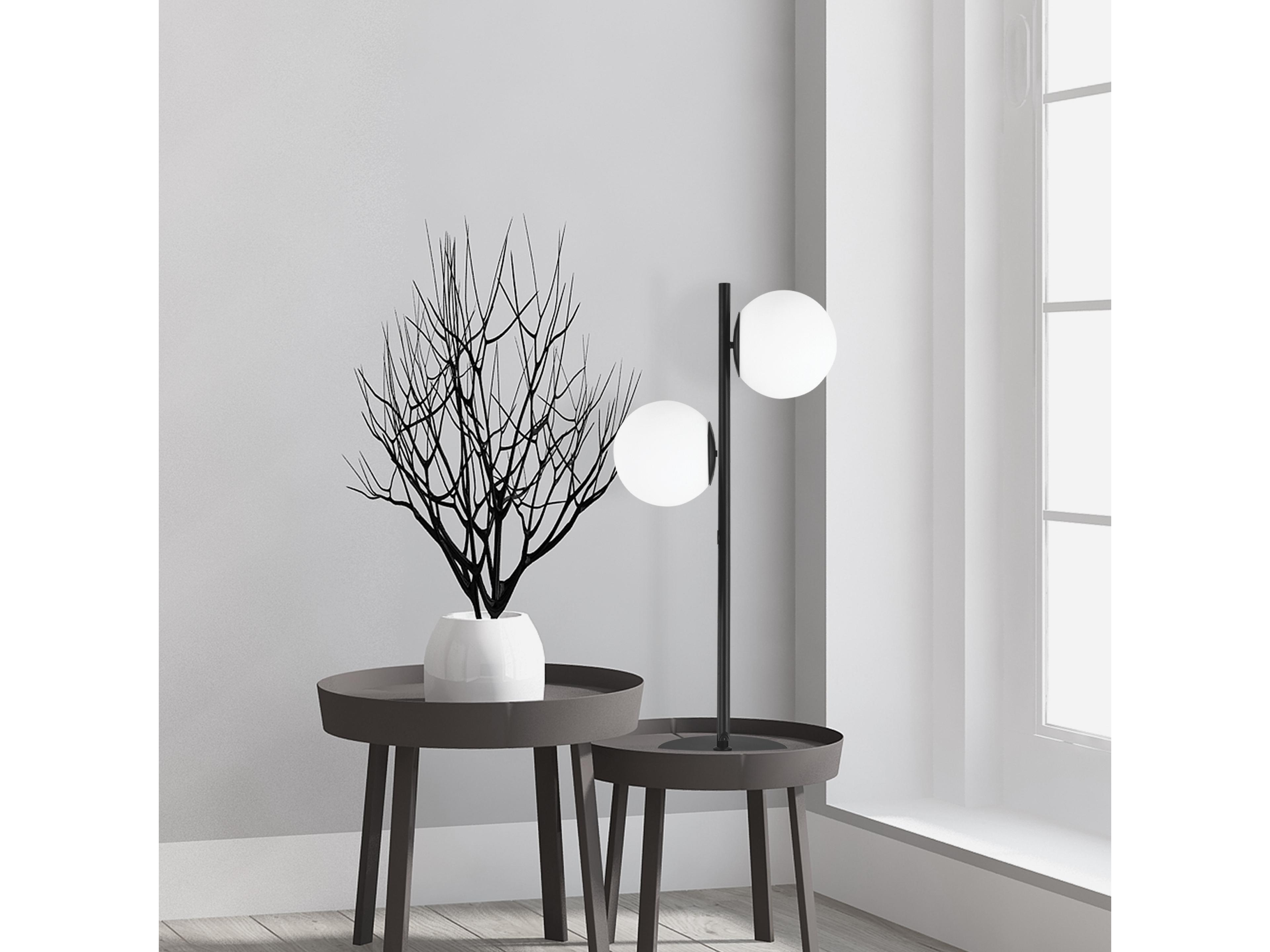 Dainolite Folgar Matte Black Opal White Glass Table Lamp