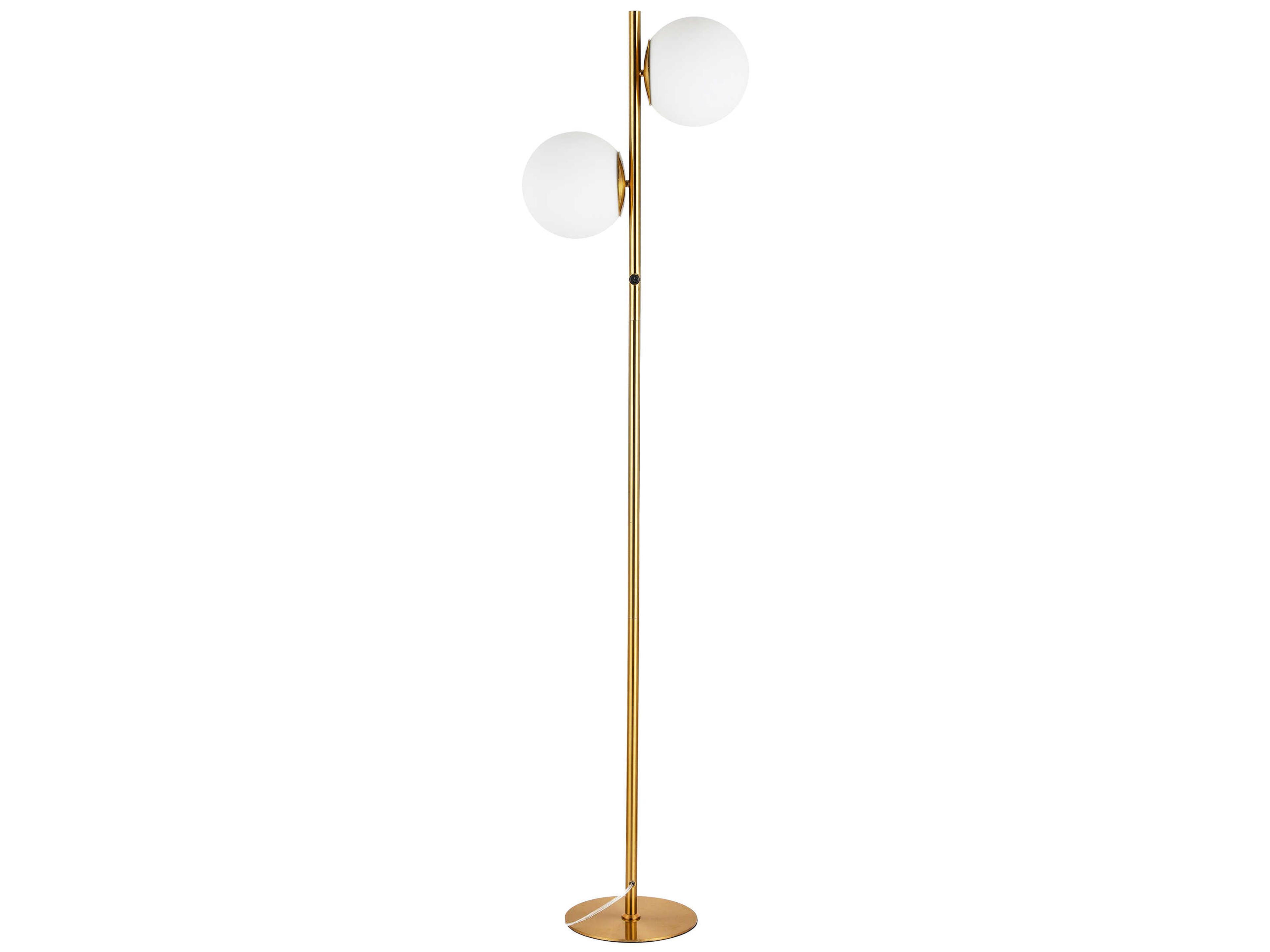 Folgar Aged Brass Opal White Glass Floor Lamp
