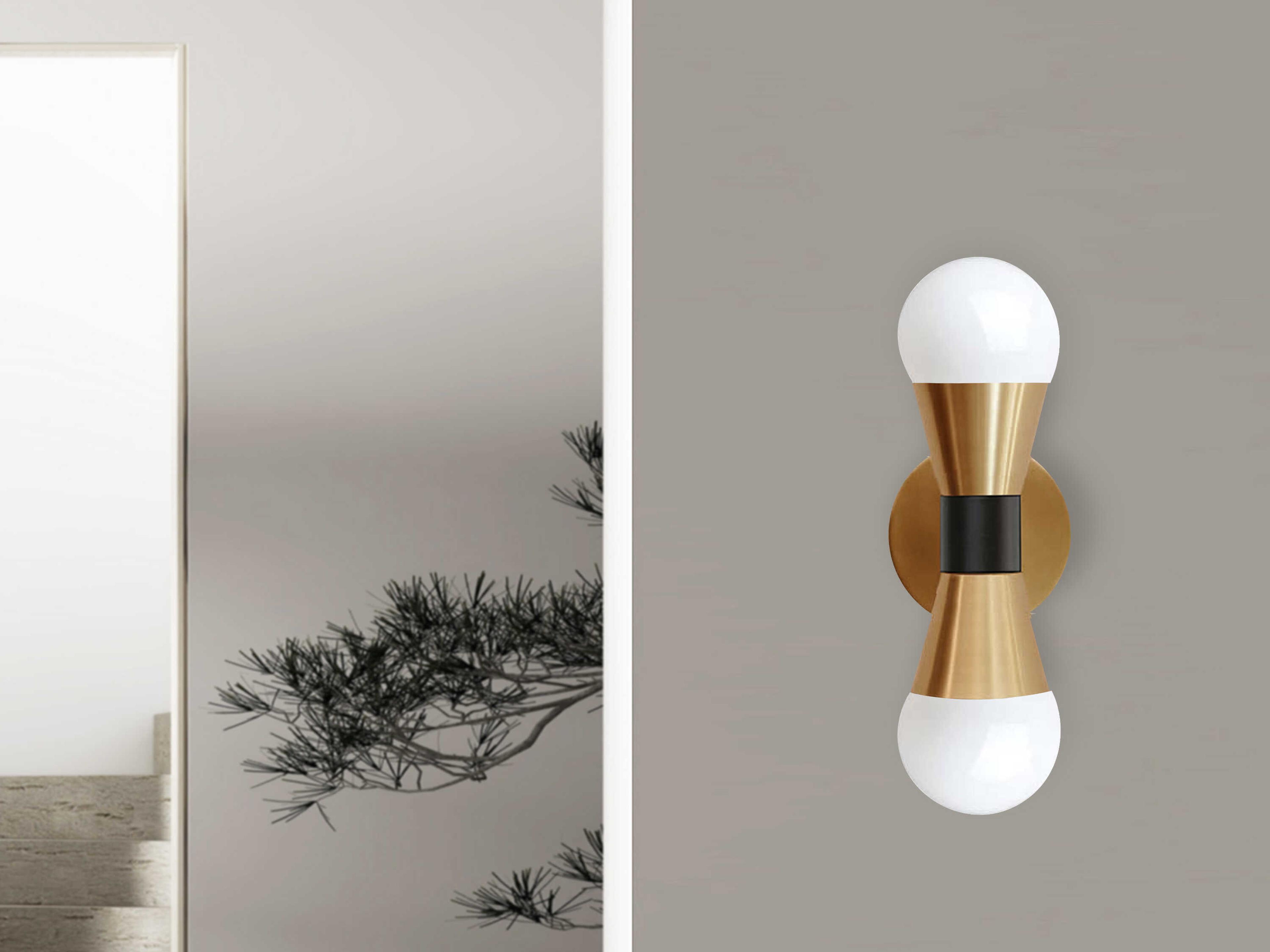 Dainolite Fortuna 2-Light Aged Brass Matte Black Wall Sconce