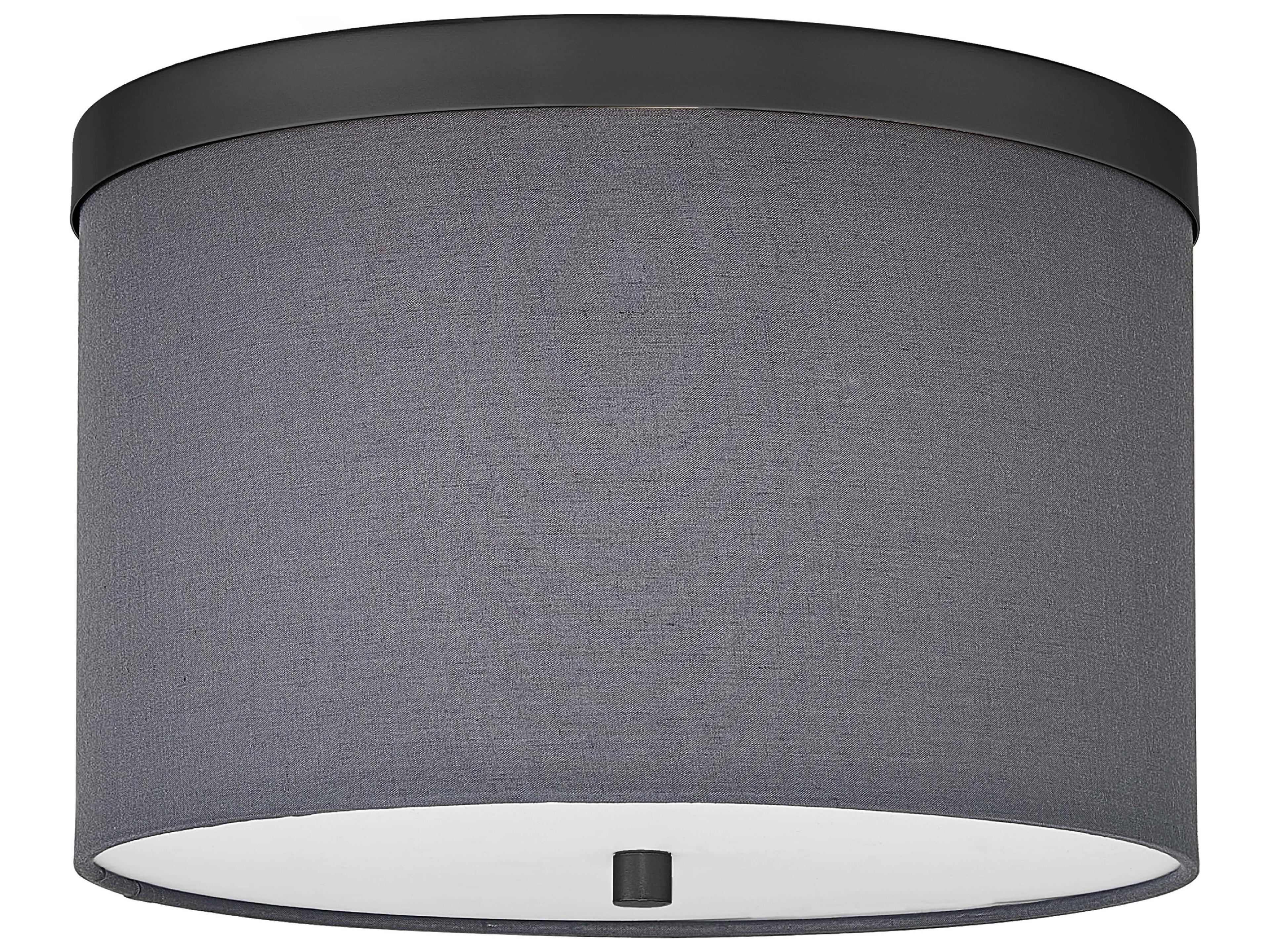 Frederica 2-Light Grey Matte Black Drum Flush Mount