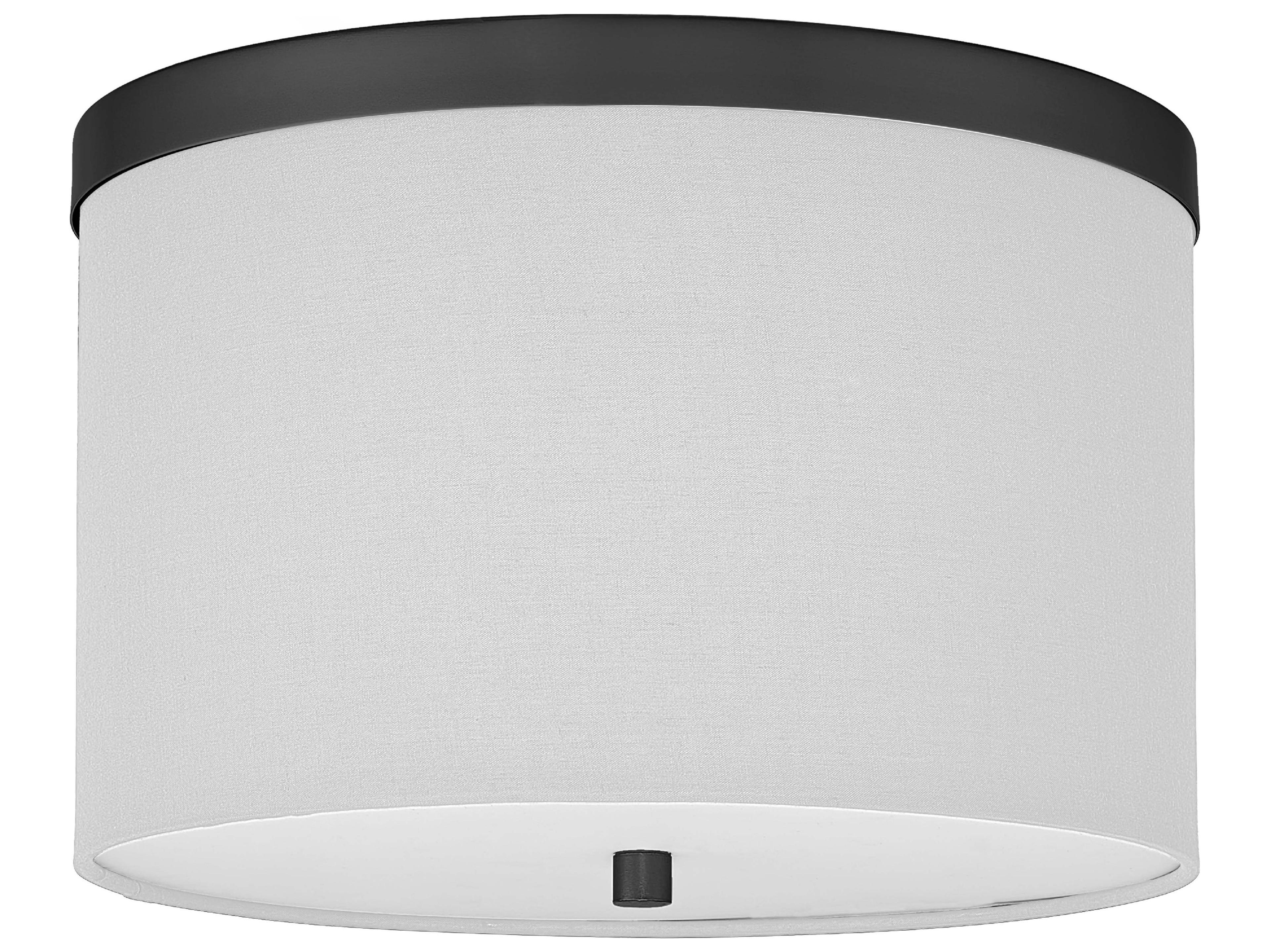 Frederica 2-Light Matte Black White Drum Flush Mount