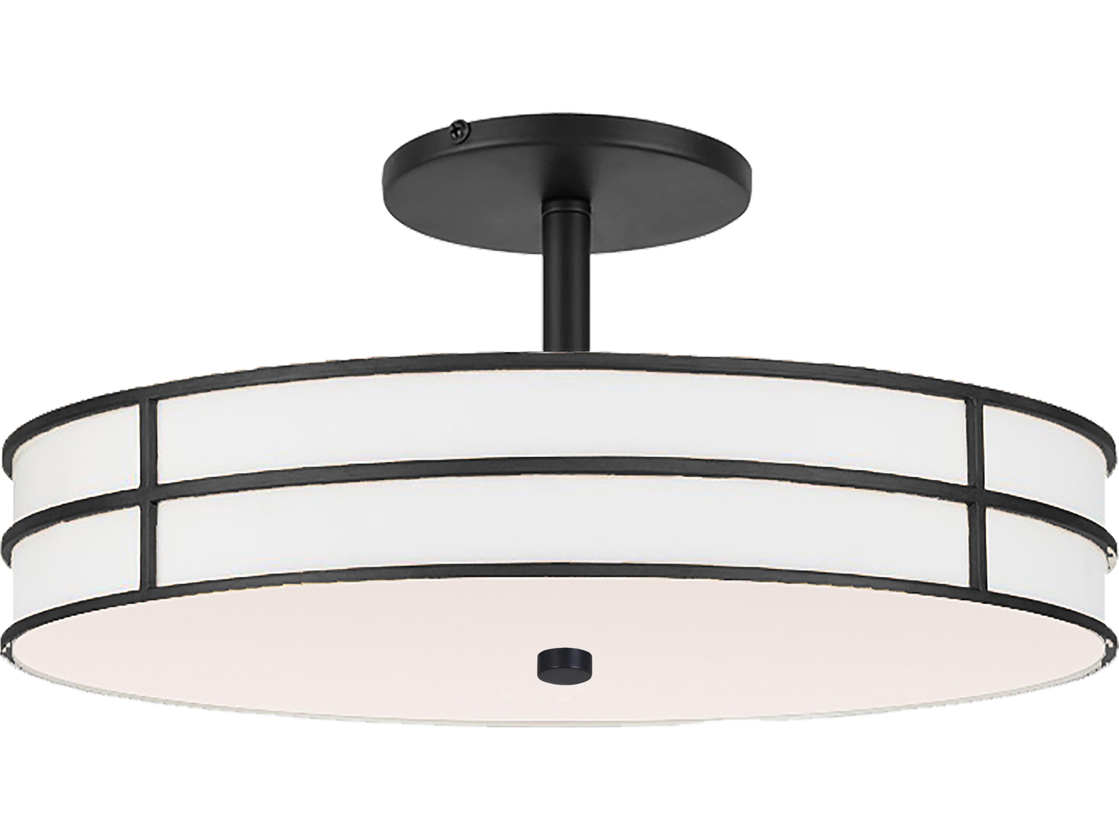 Fulvia 2-Light Matte Black Drum Round Semi Flush Mount
