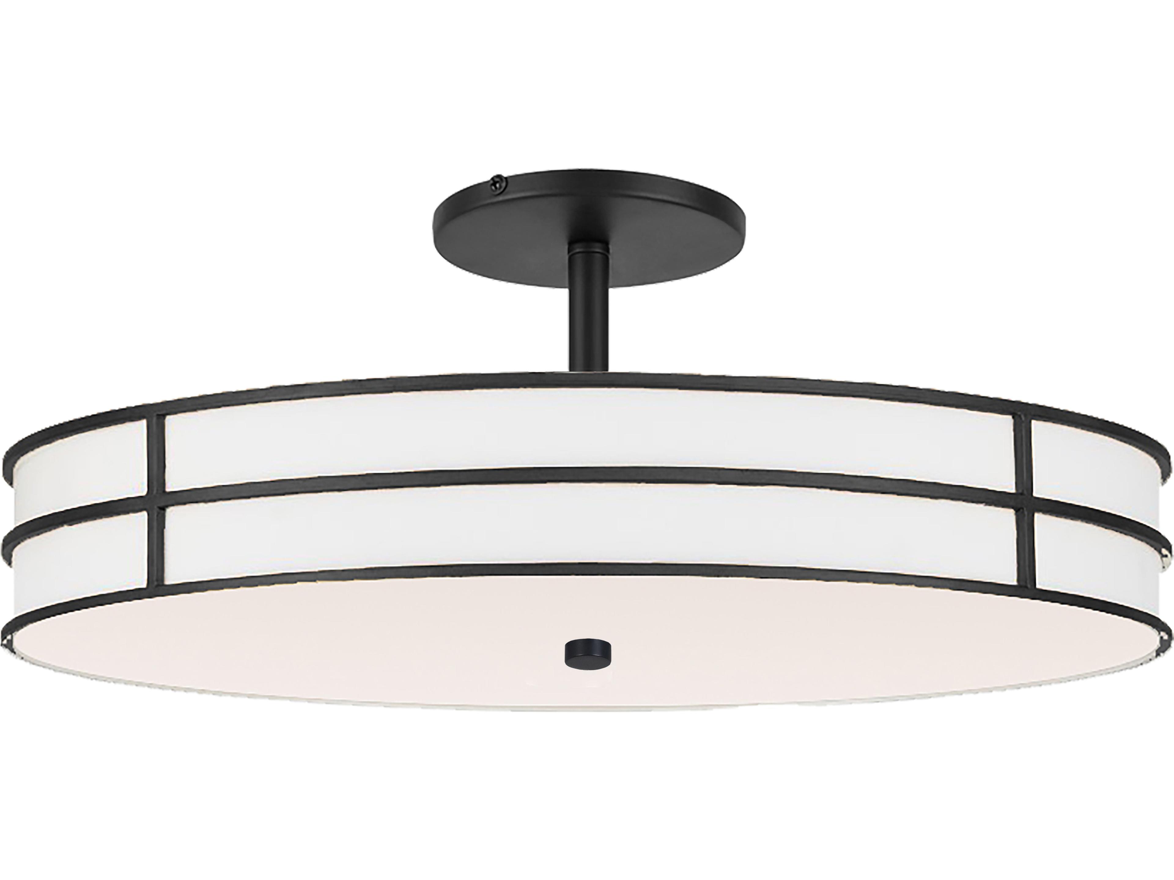 Fulvia 3-Light Matte Black Round Semi Flush Mount