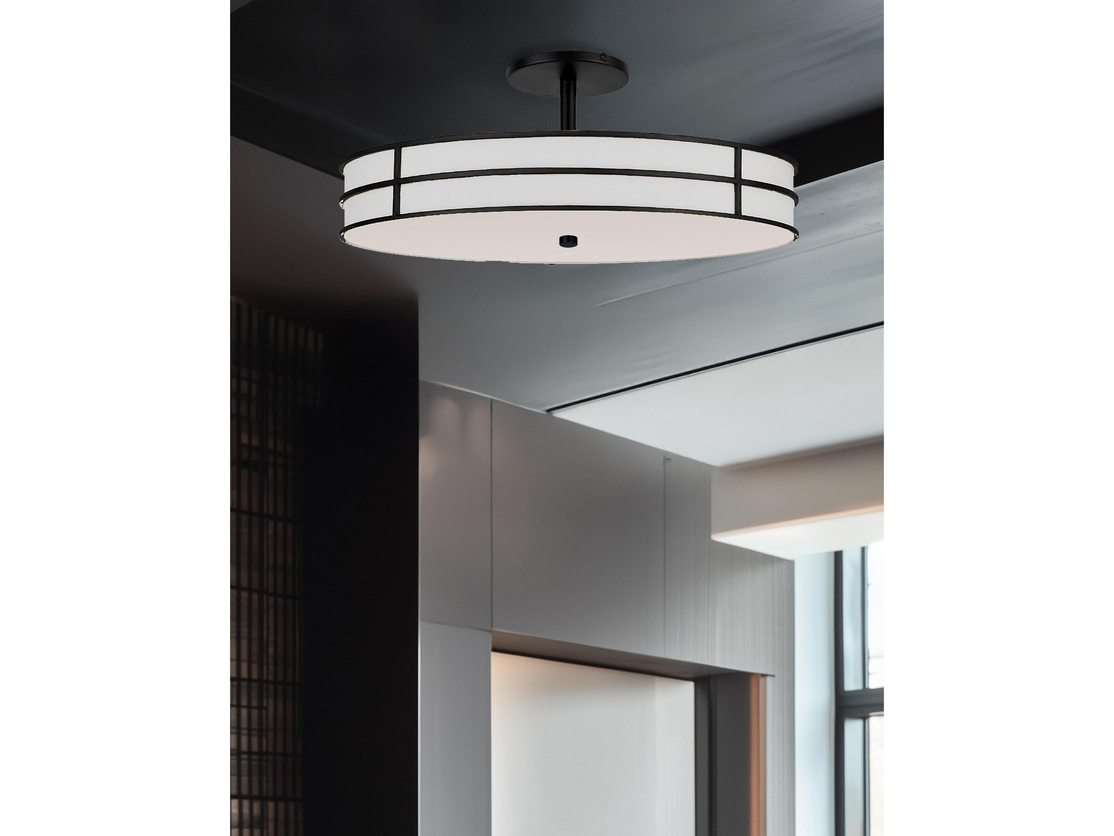 Dainolite Fulvia 3-Light Matte Black Round Semi Flush Mount
