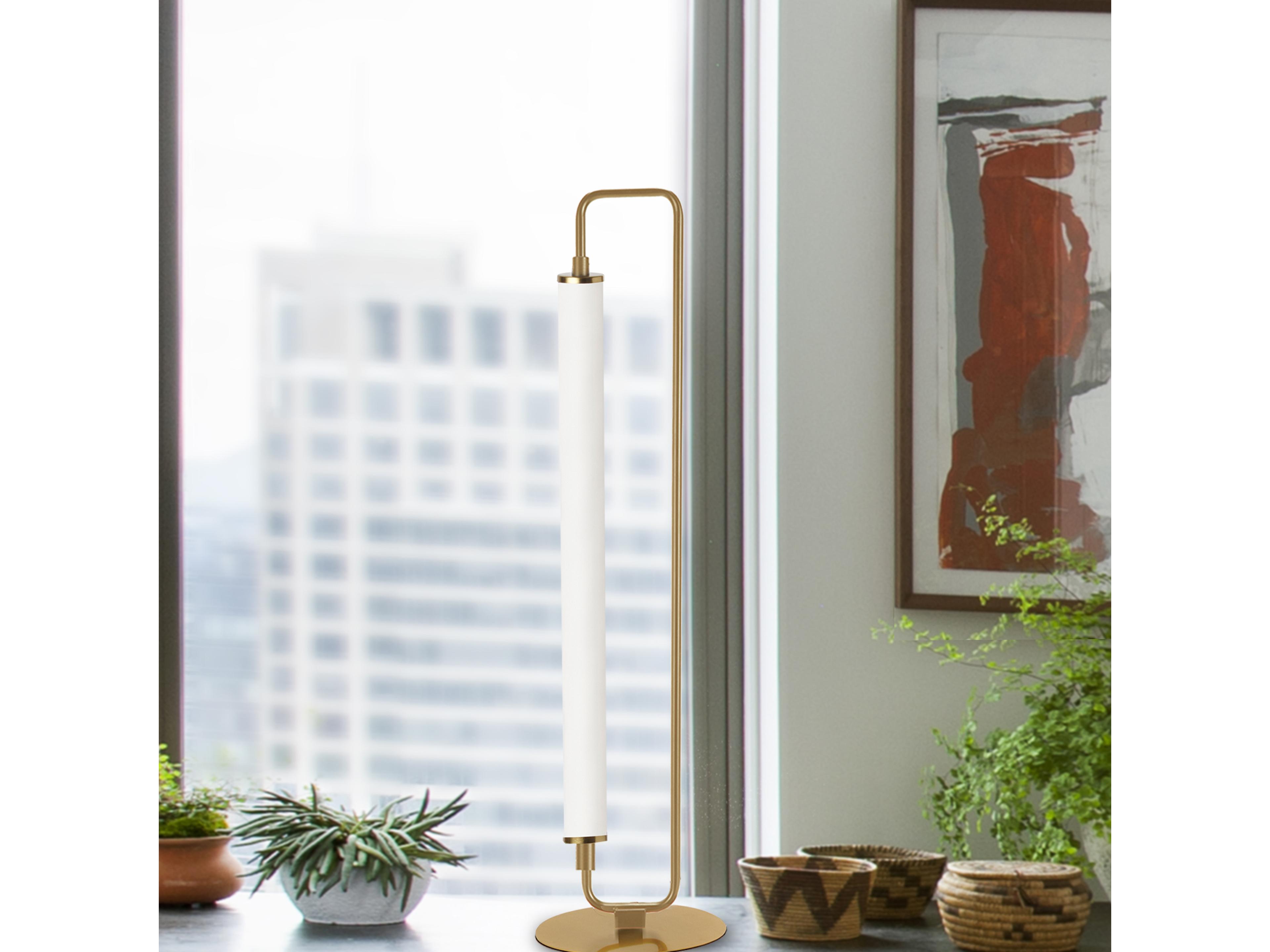 Dainolite Freya Aged Brass White Acrylic Buffet Lamp