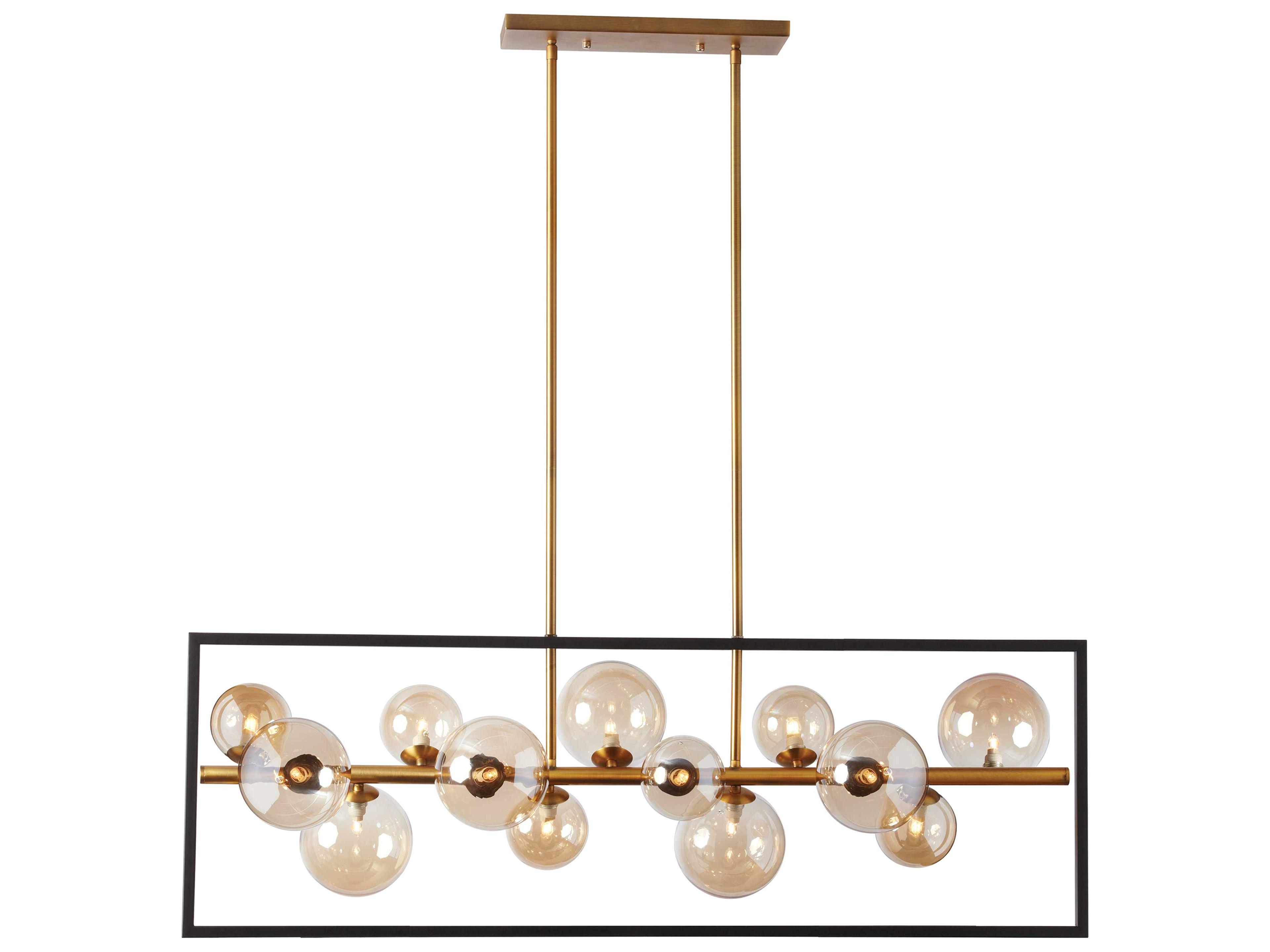 Glasgow 13-Light Vintage Bronze Matte Black Champagne Globe Geometric Island Pendant