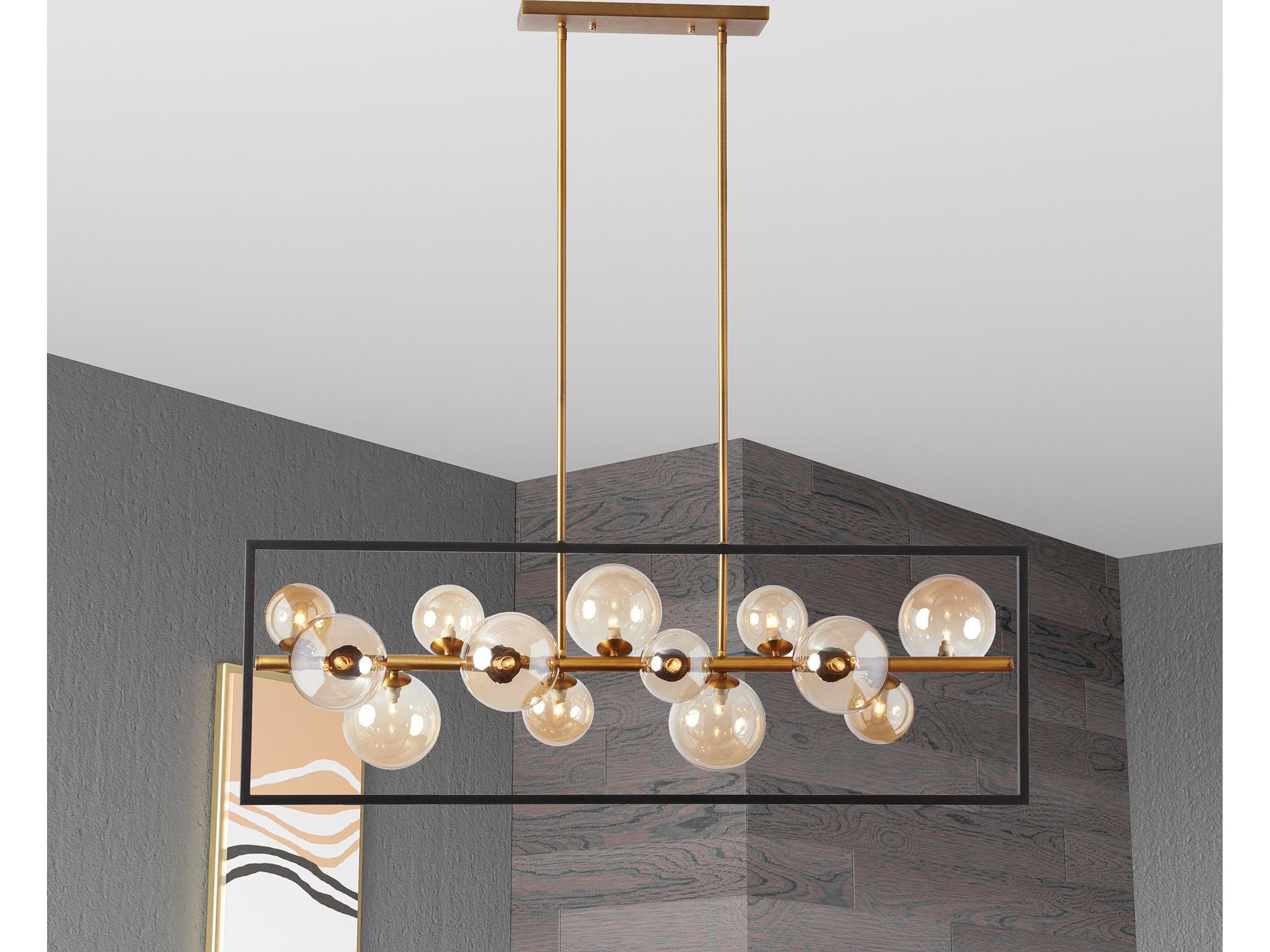 Dainolite Glasgow 13-Light Vintage Bronze Matte Black Champagne Globe Geometric Island Pendant