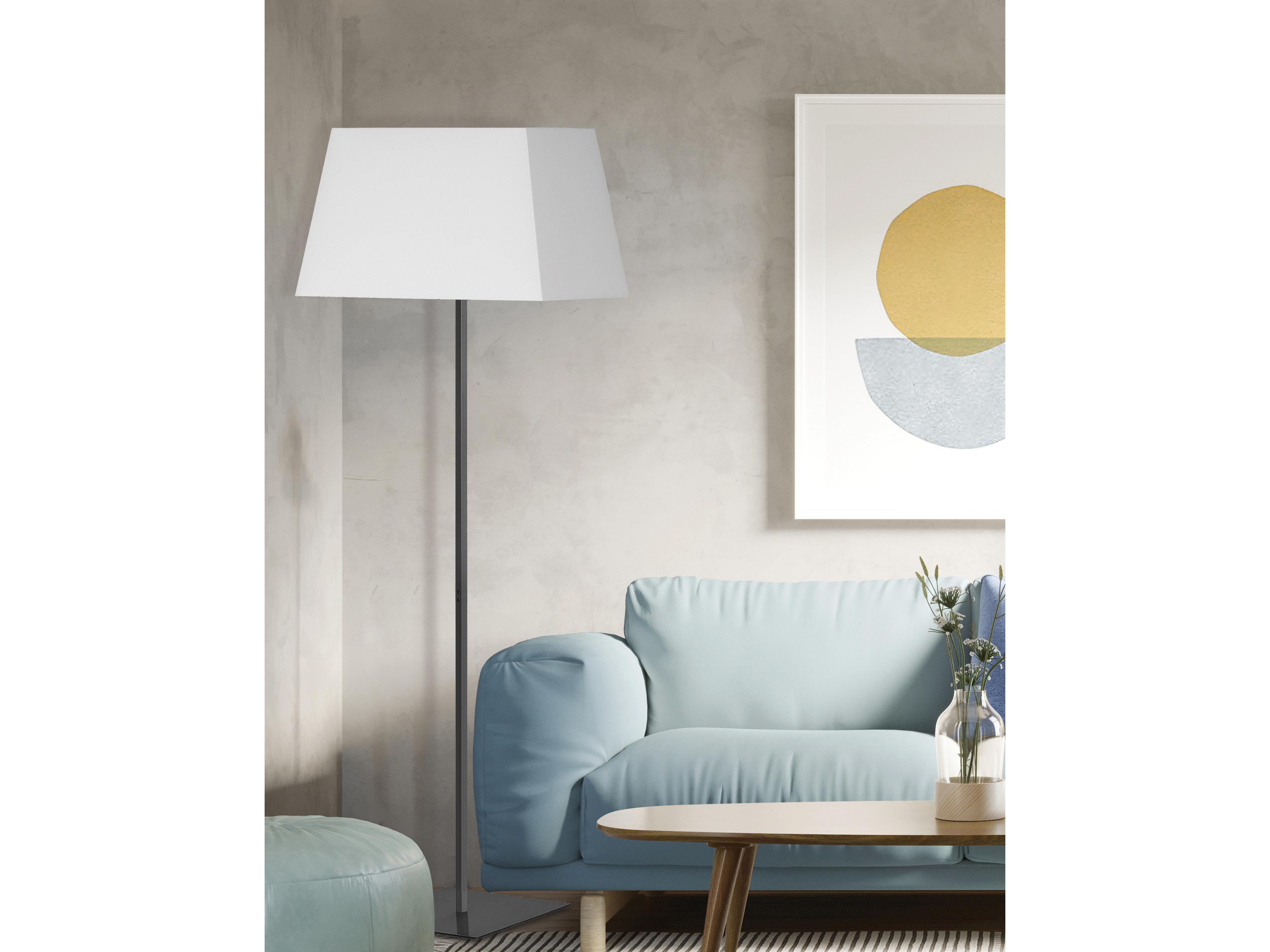 Dainolite Gretchen Matte Black White Fabric Floor Lamp