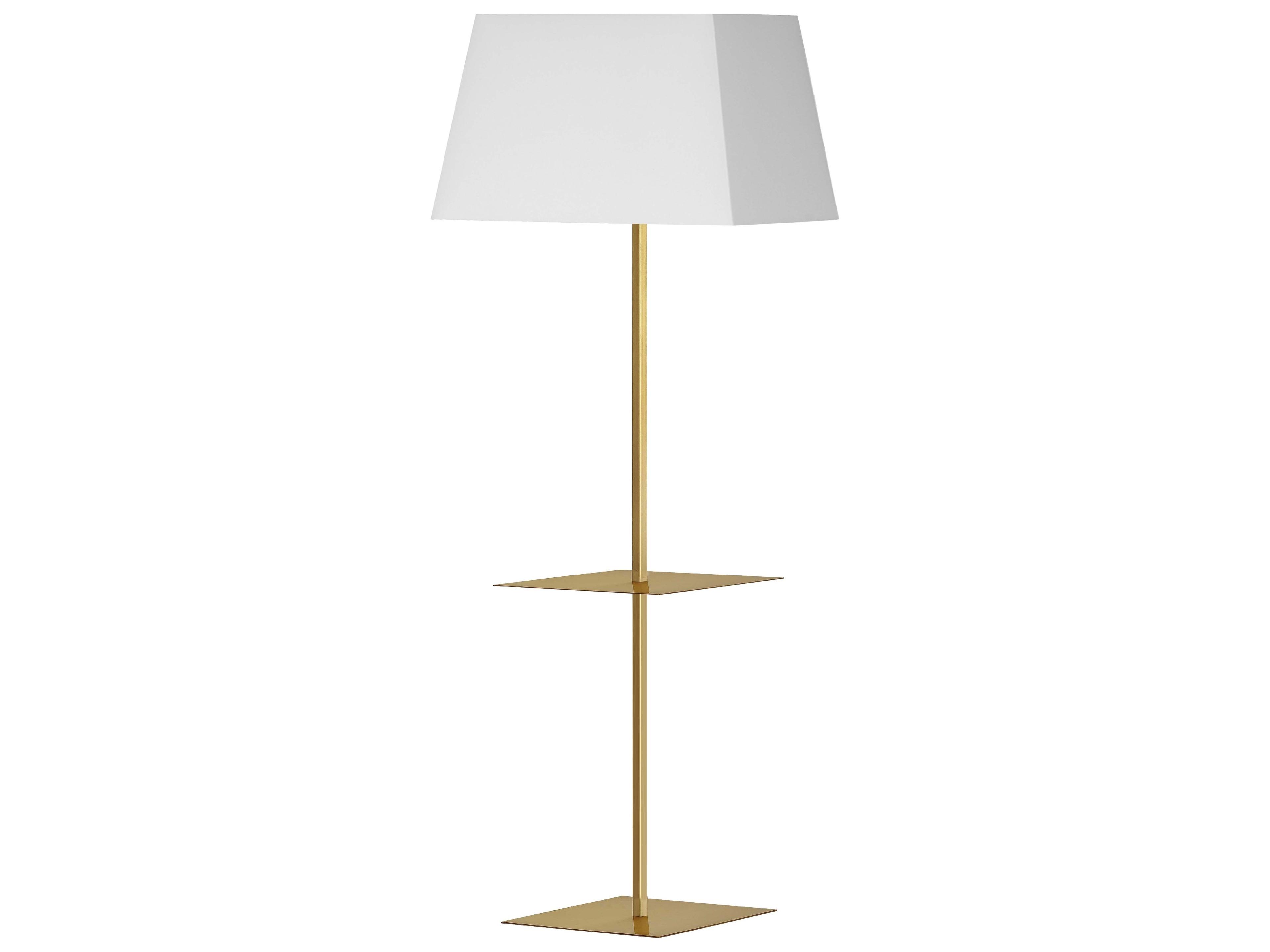 Gretchen Aged Brass White Fabric Floor Lamp