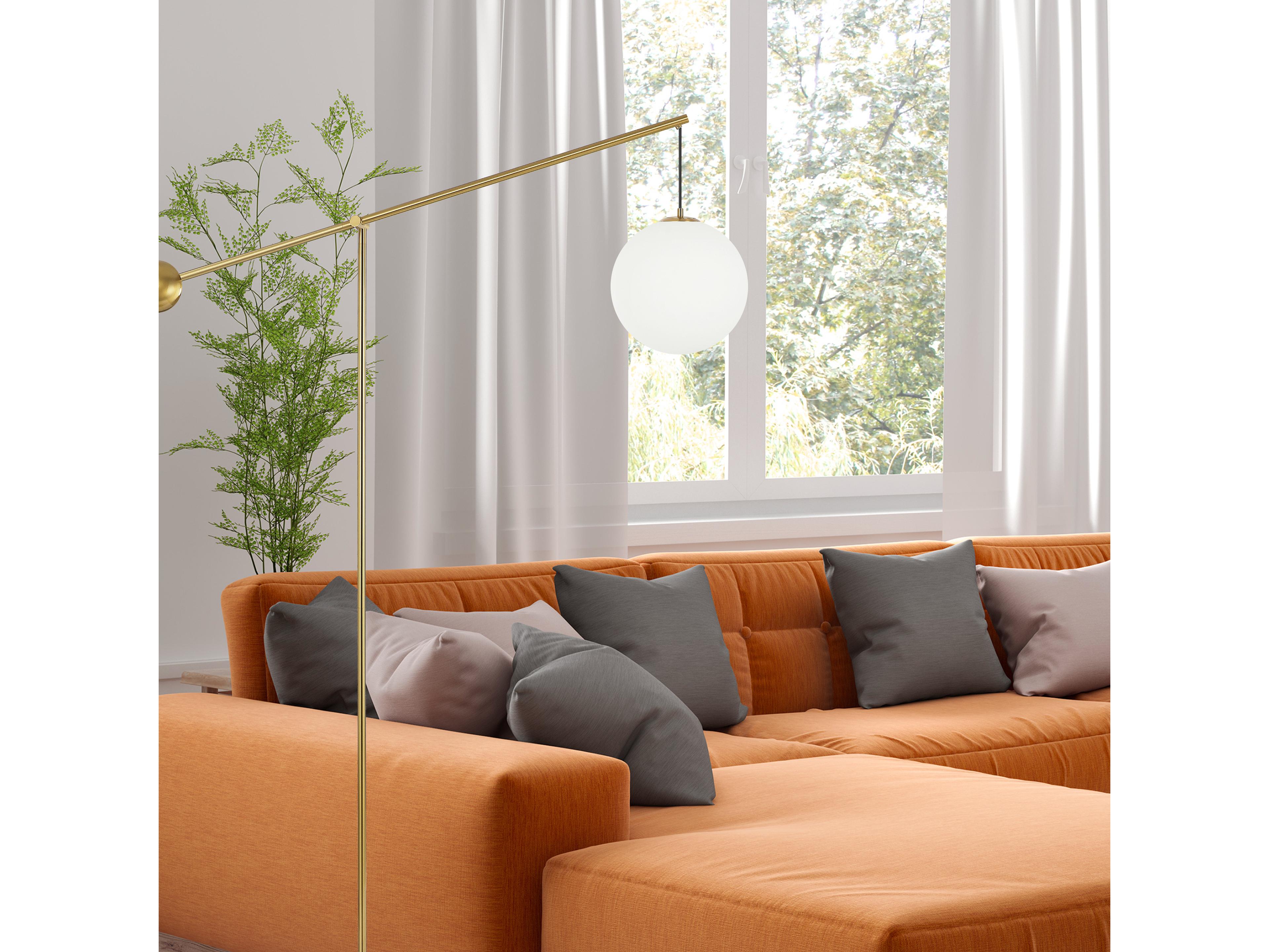 Dainolite Holly Aged Brass Opal White Glass Floor Lamp