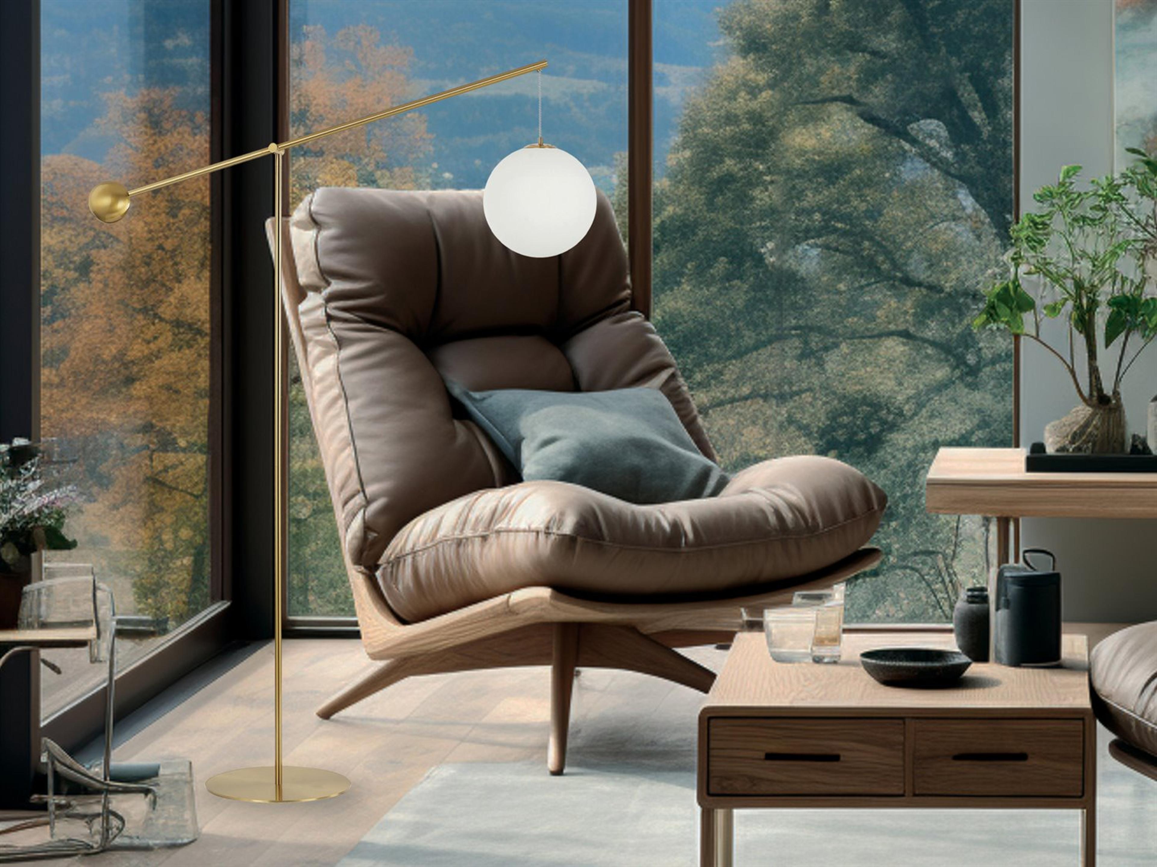 Dainolite Holly Aged Brass Opal White Glass Floor Lamp