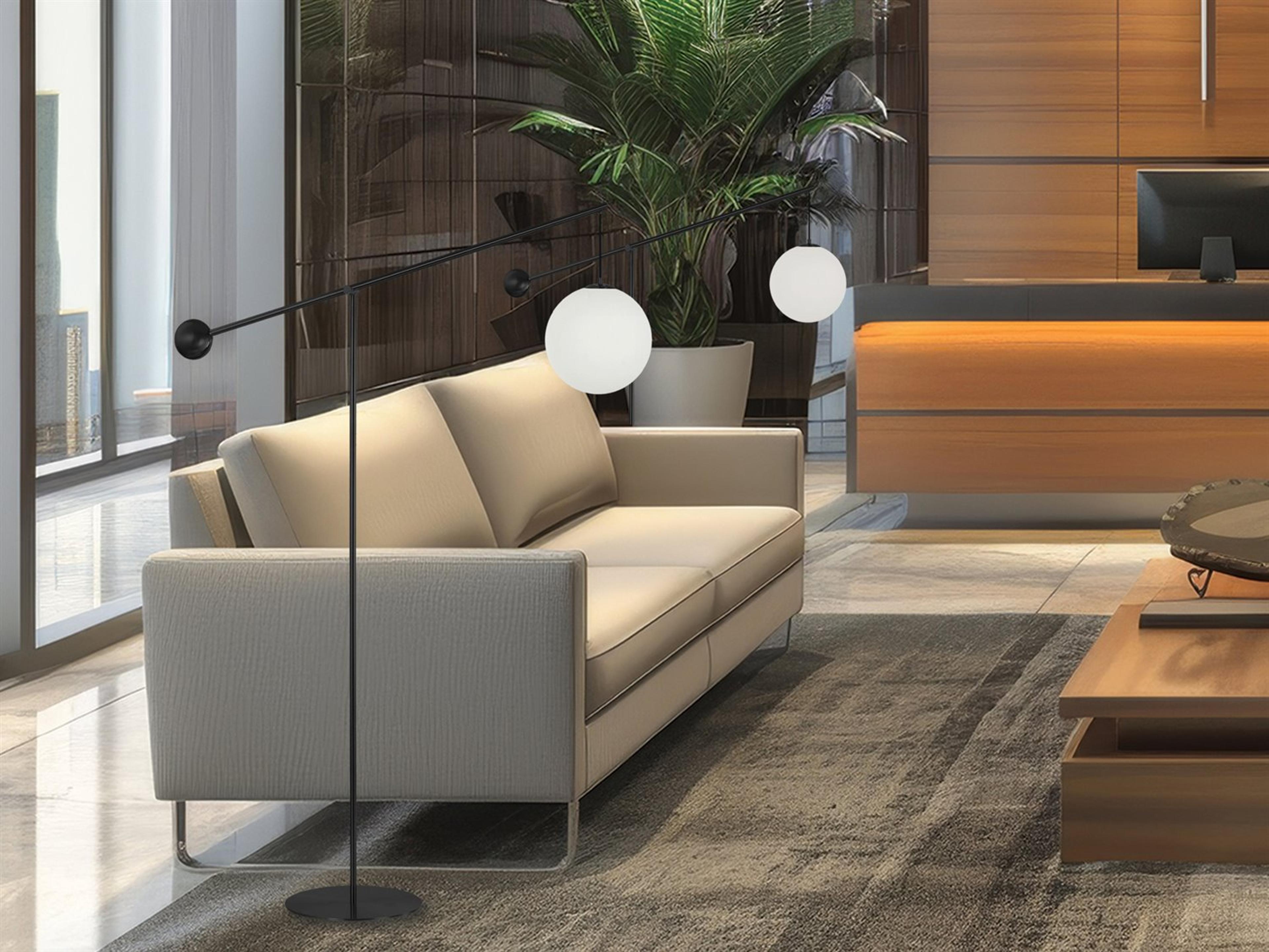 Dainolite Holly Matte Black Opal White Glass Floor Lamp