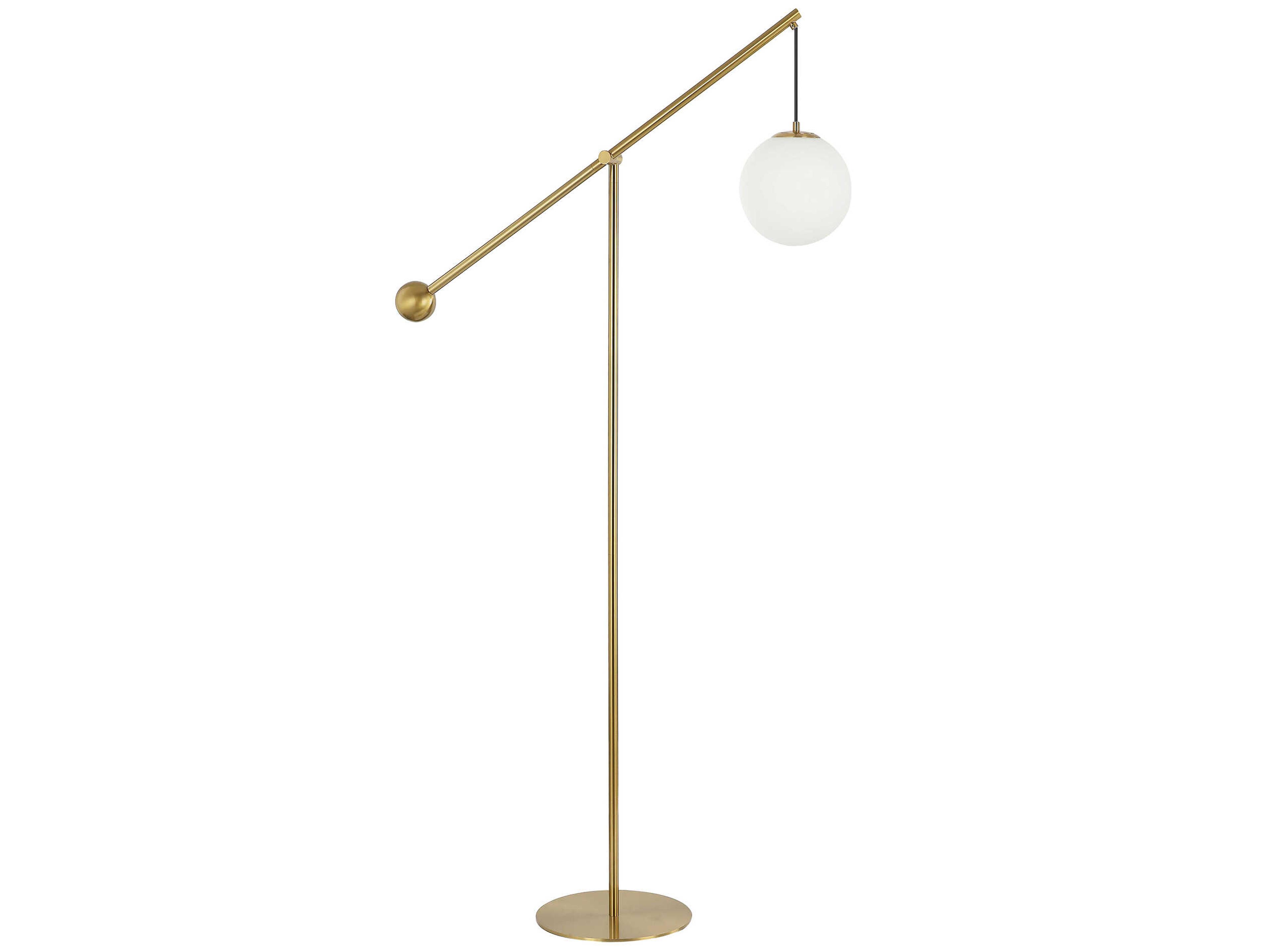 Dainolite Holly Aged Brass Opal White Glass Floor Lamp
