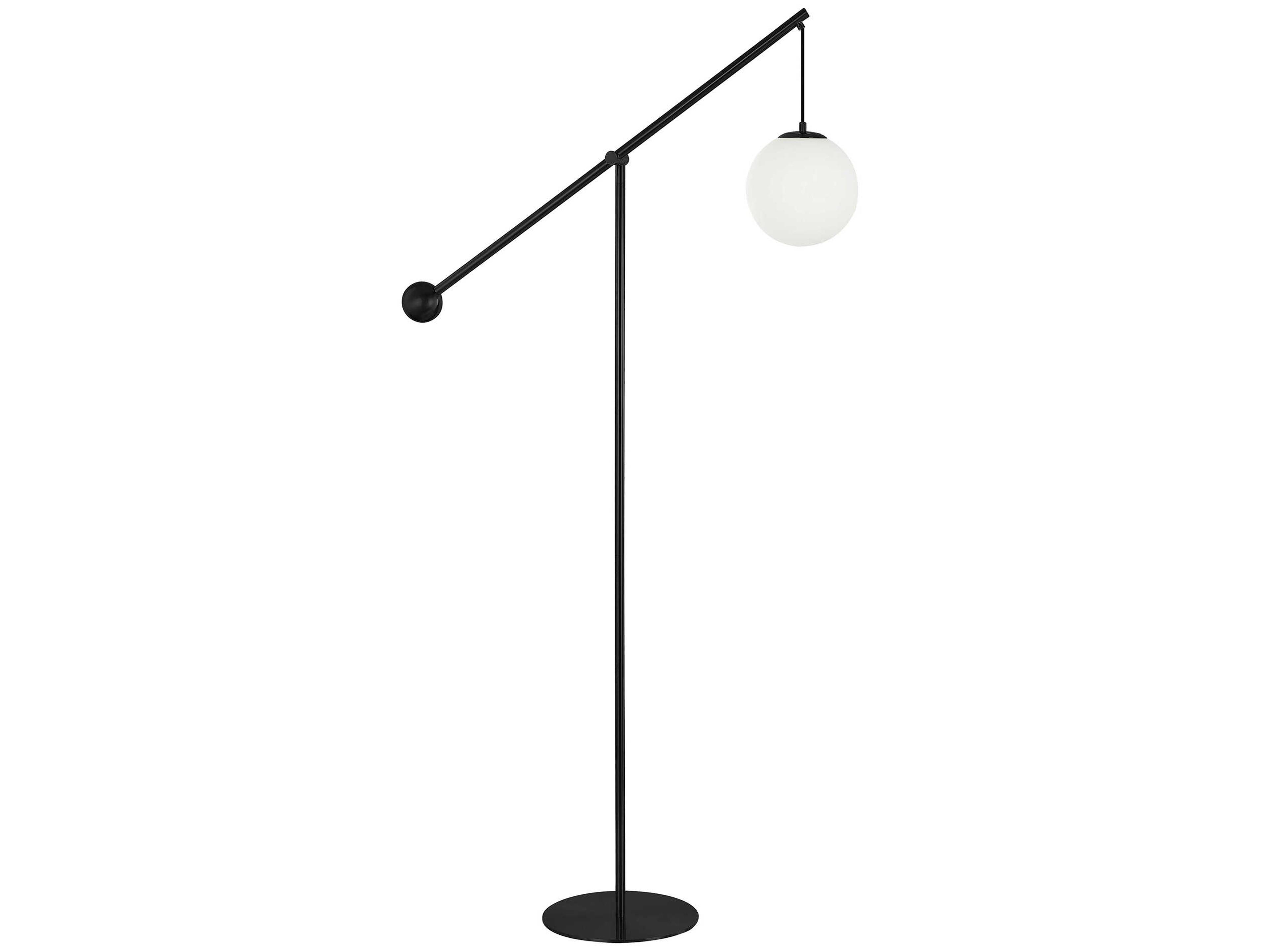 Holly Matte Black Opal White Glass Floor Lamp