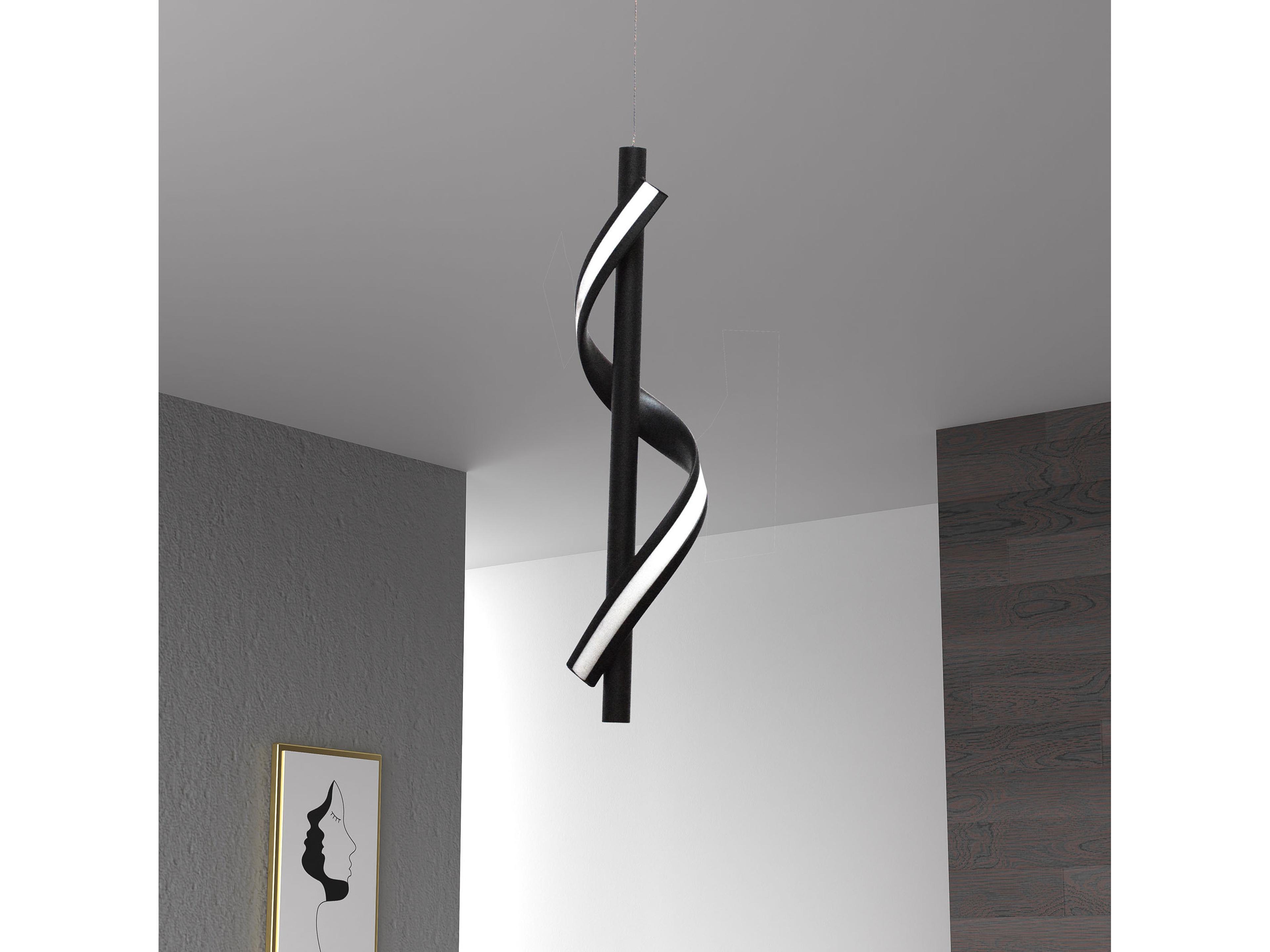 Dainolite Justine 1-Light Matte Black White Linear Mini Pendant