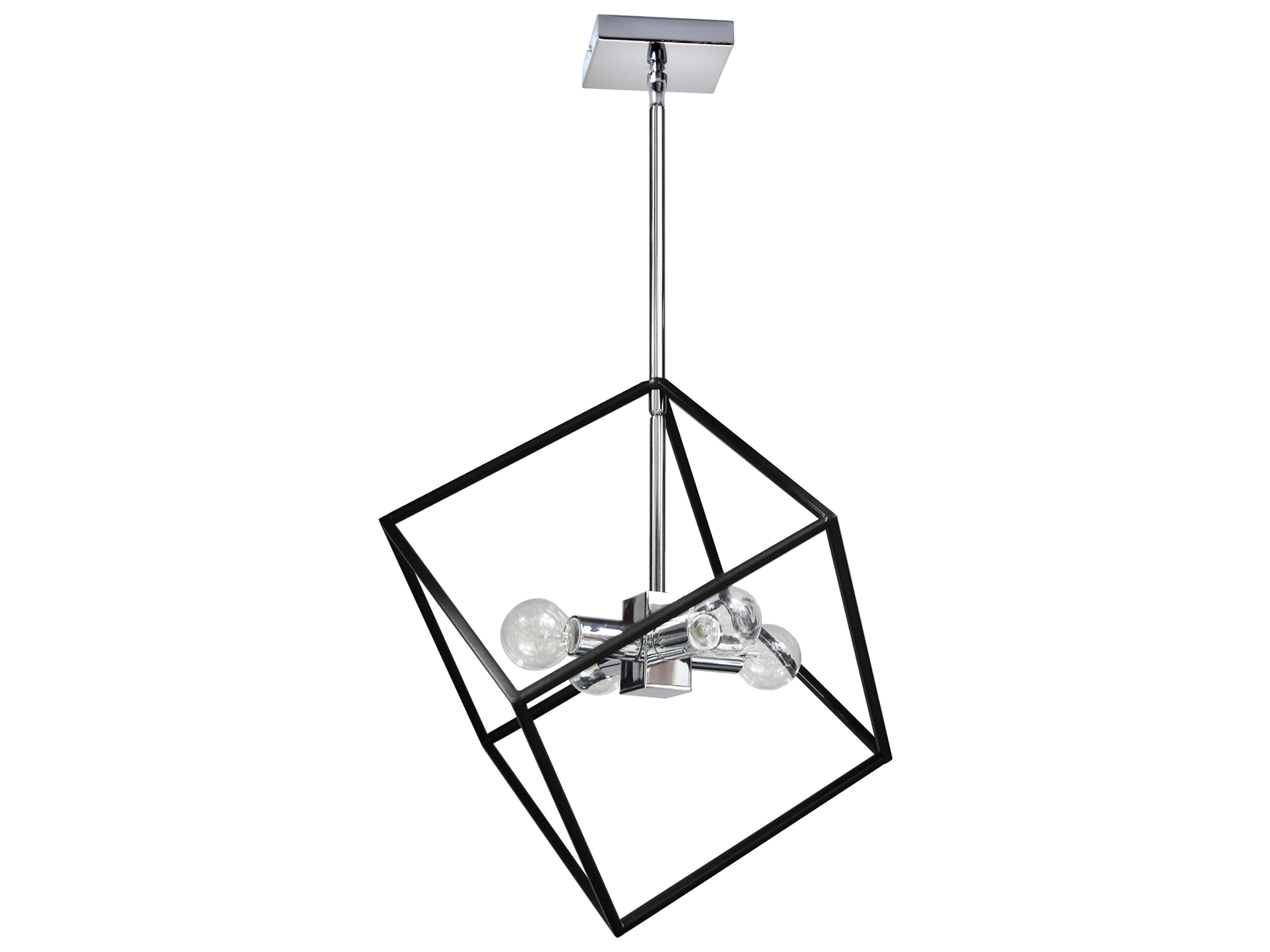 Kappa 4-Light Polished Chrome Matte Black Geometric Pendant