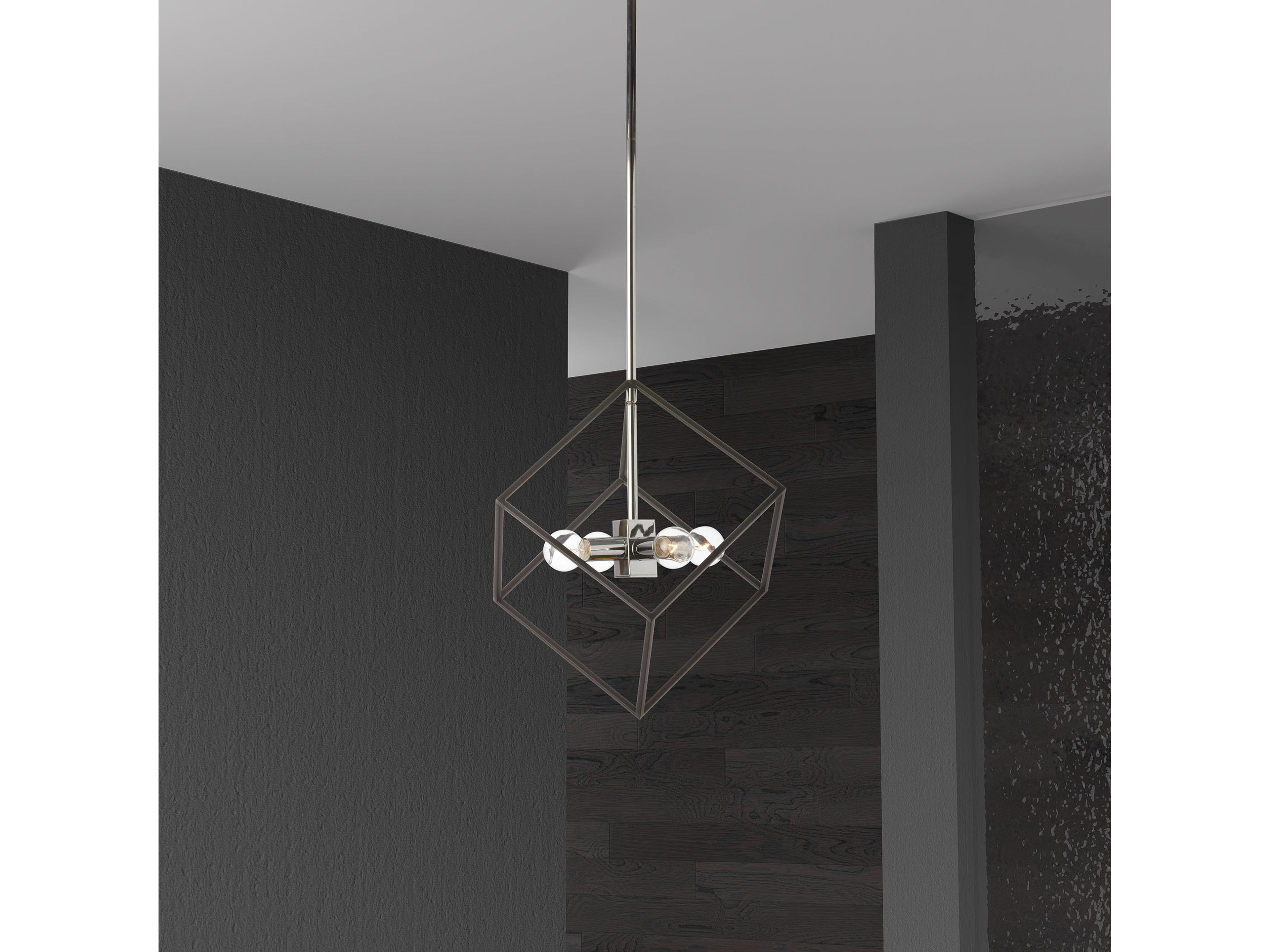 Dainolite Kappa 4-Light Polished Chrome Matte Black Geometric Pendant