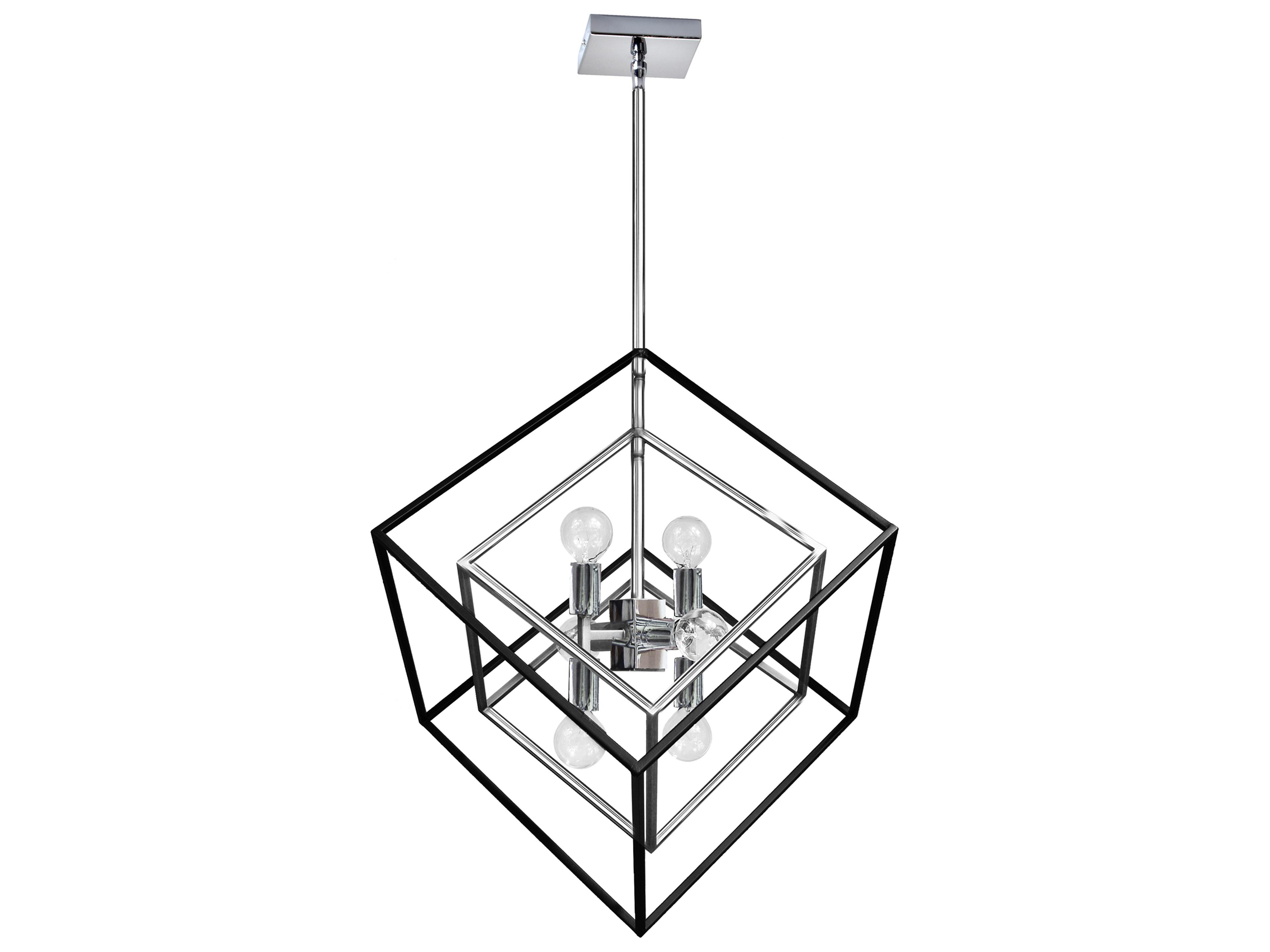 Kappa 6-Light Polished Chrome Matte Black Geometric Pendant