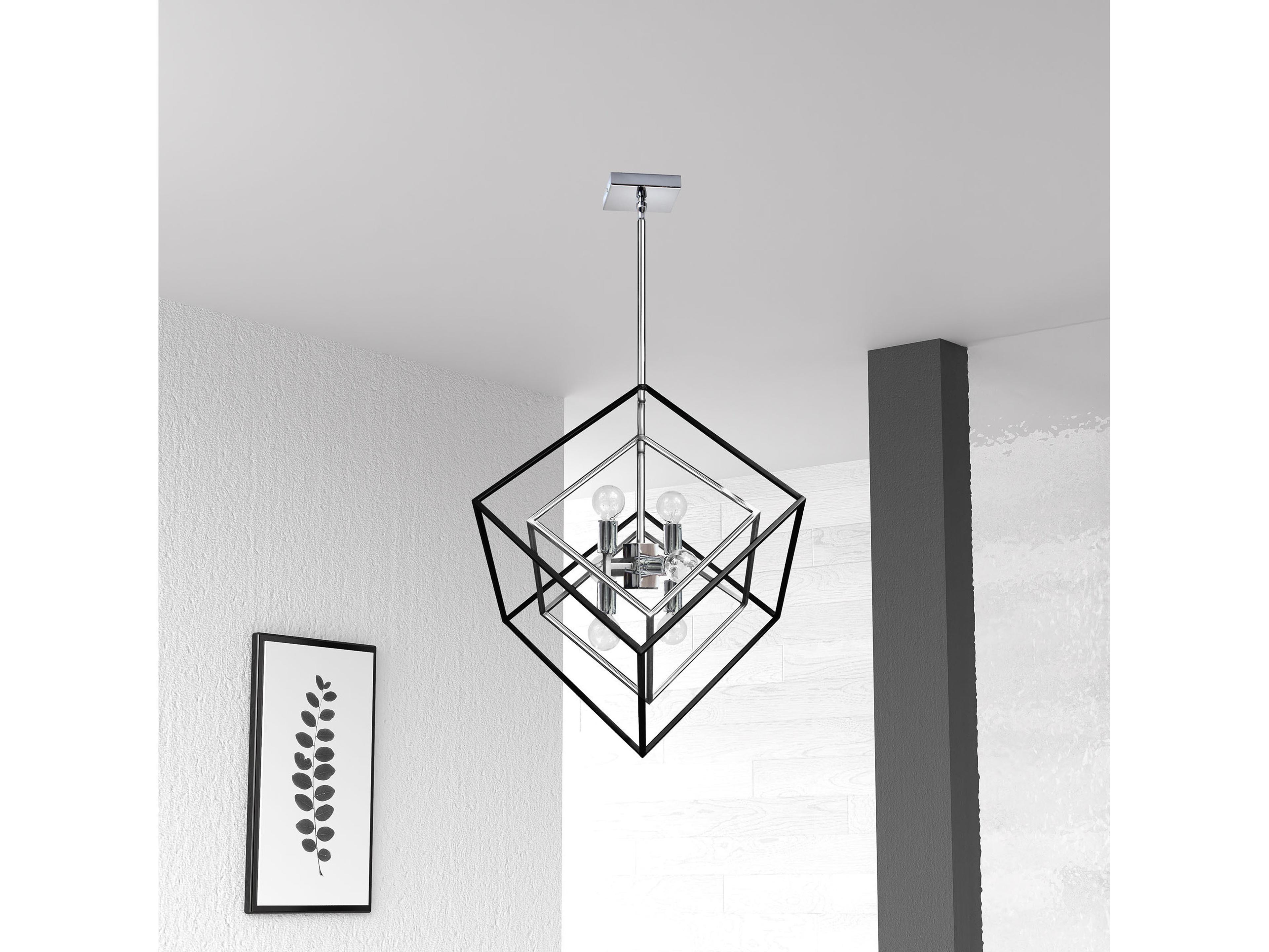 Dainolite Kappa 6-Light Polished Chrome Matte Black Geometric Pendant
