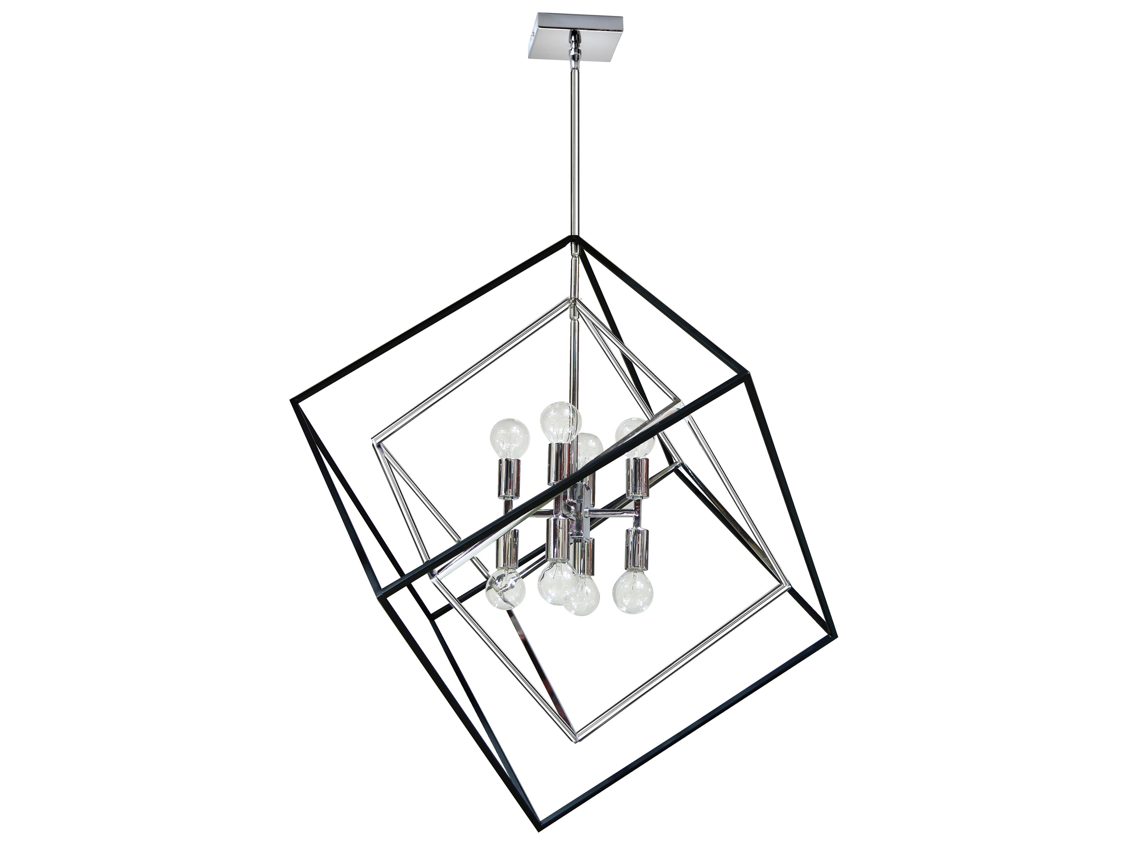 Kappa 8-Light Polished Chrome Matte Black Geometric Pendant