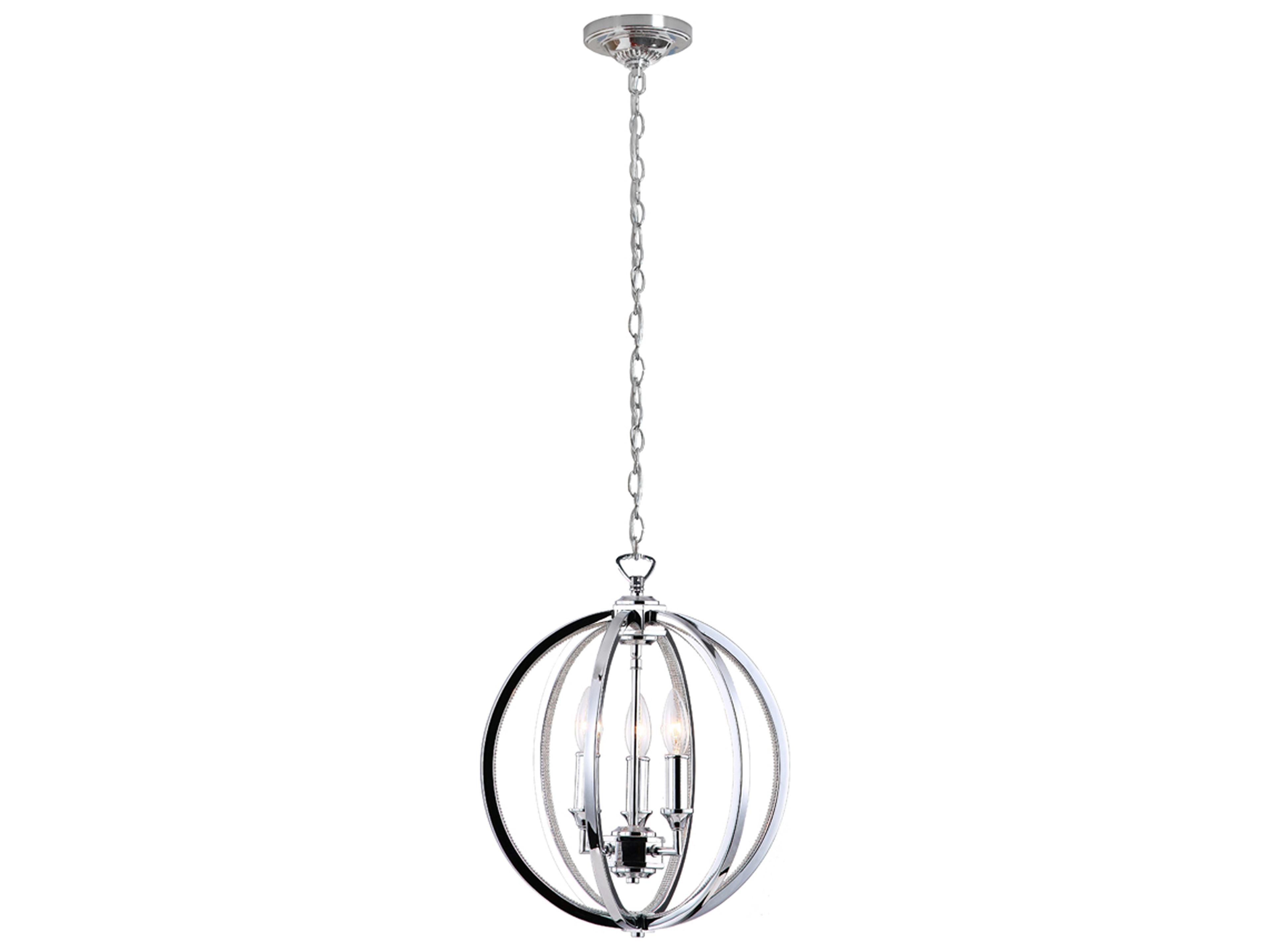 Karland 3-Light Polished Chrome Vintage Bronze Globe Chandelier